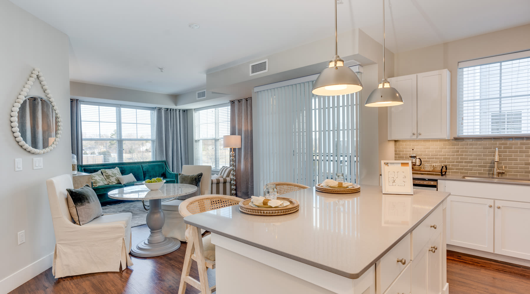kitchen to living room | Plan A3 - Avenida Napverville apartments in Illinois