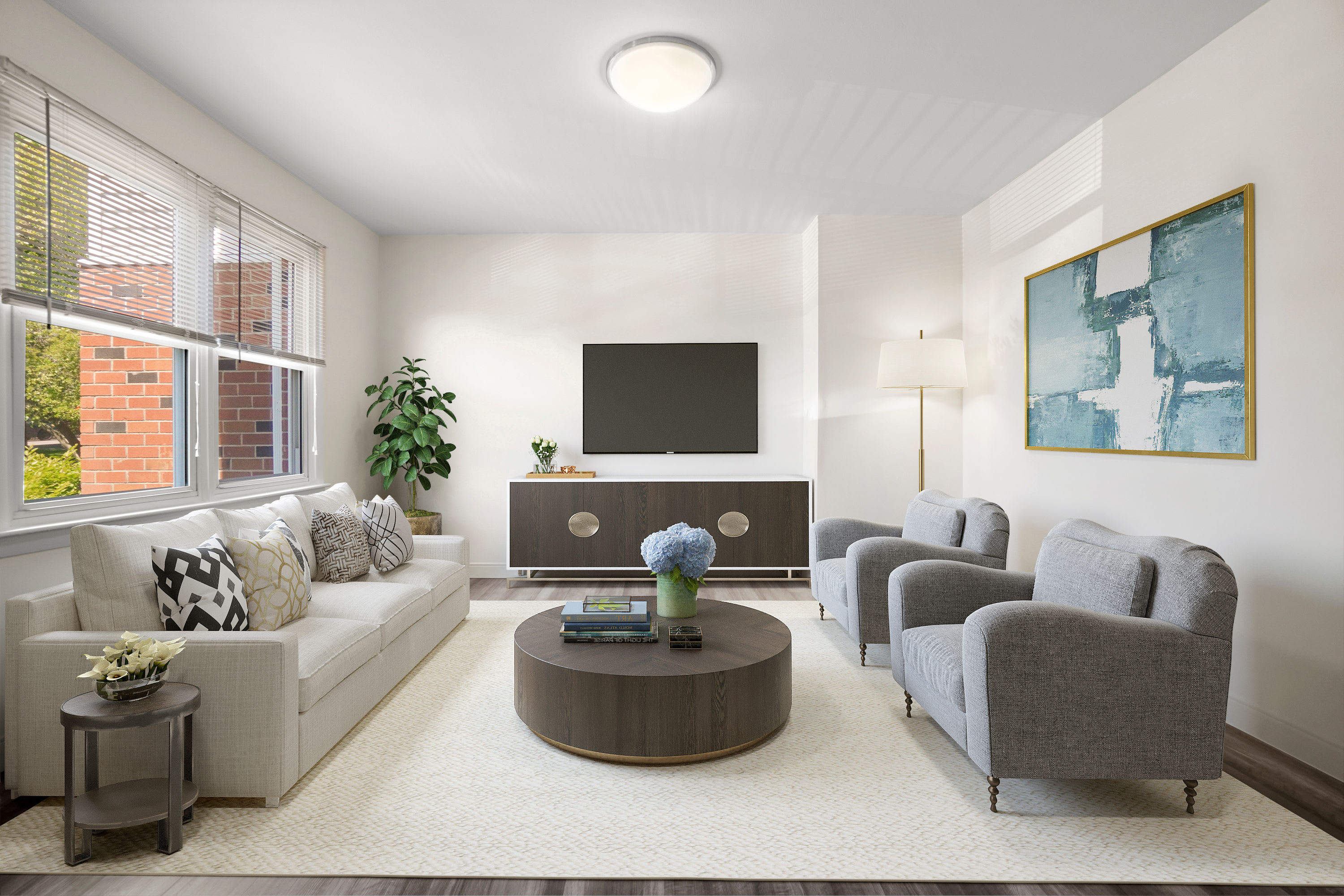 Beautiful Living Room at Apartments in Roslindale, Massachusetts