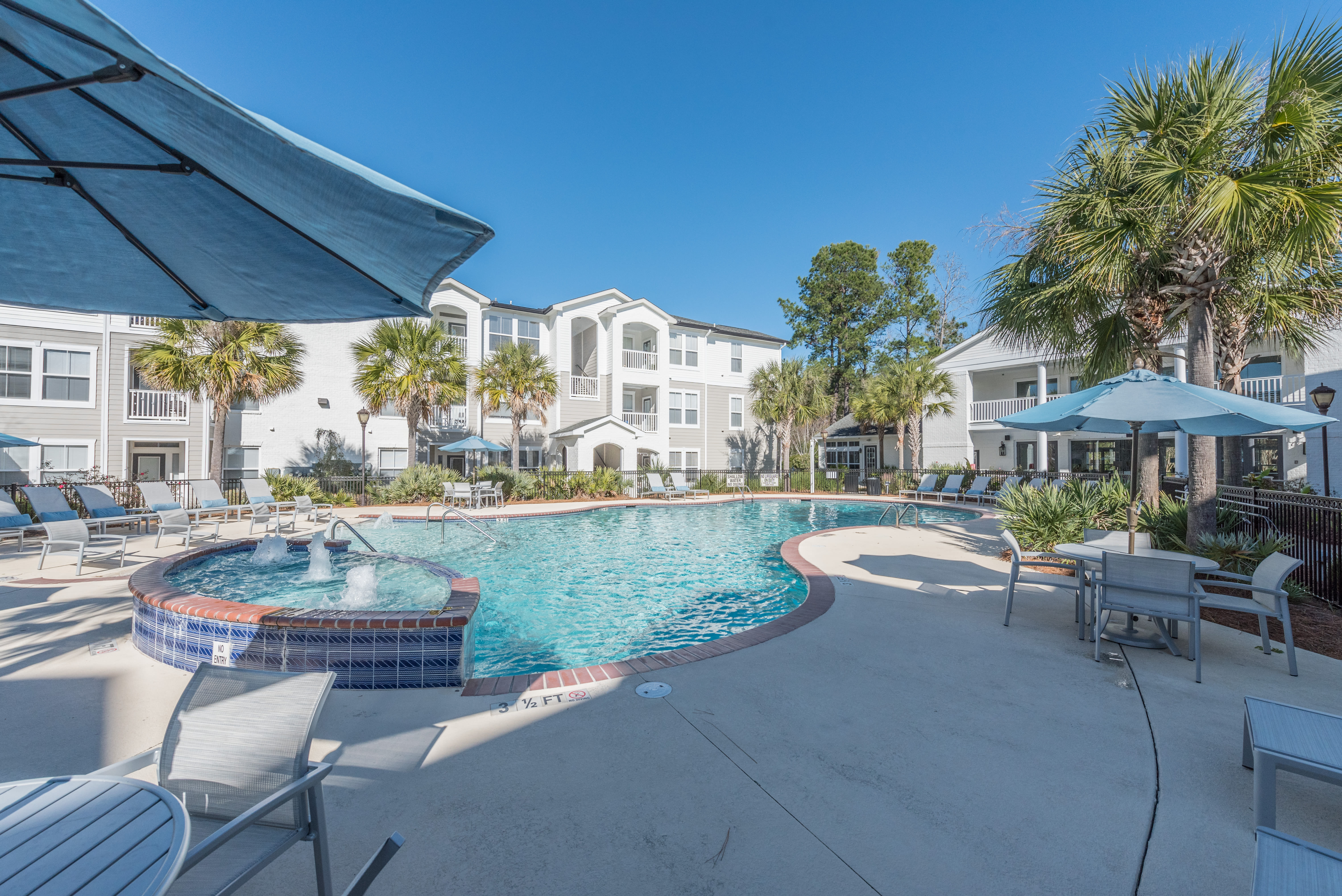 Sparkling pool at Ingleside Apartments in North Charleston, South Carolina
