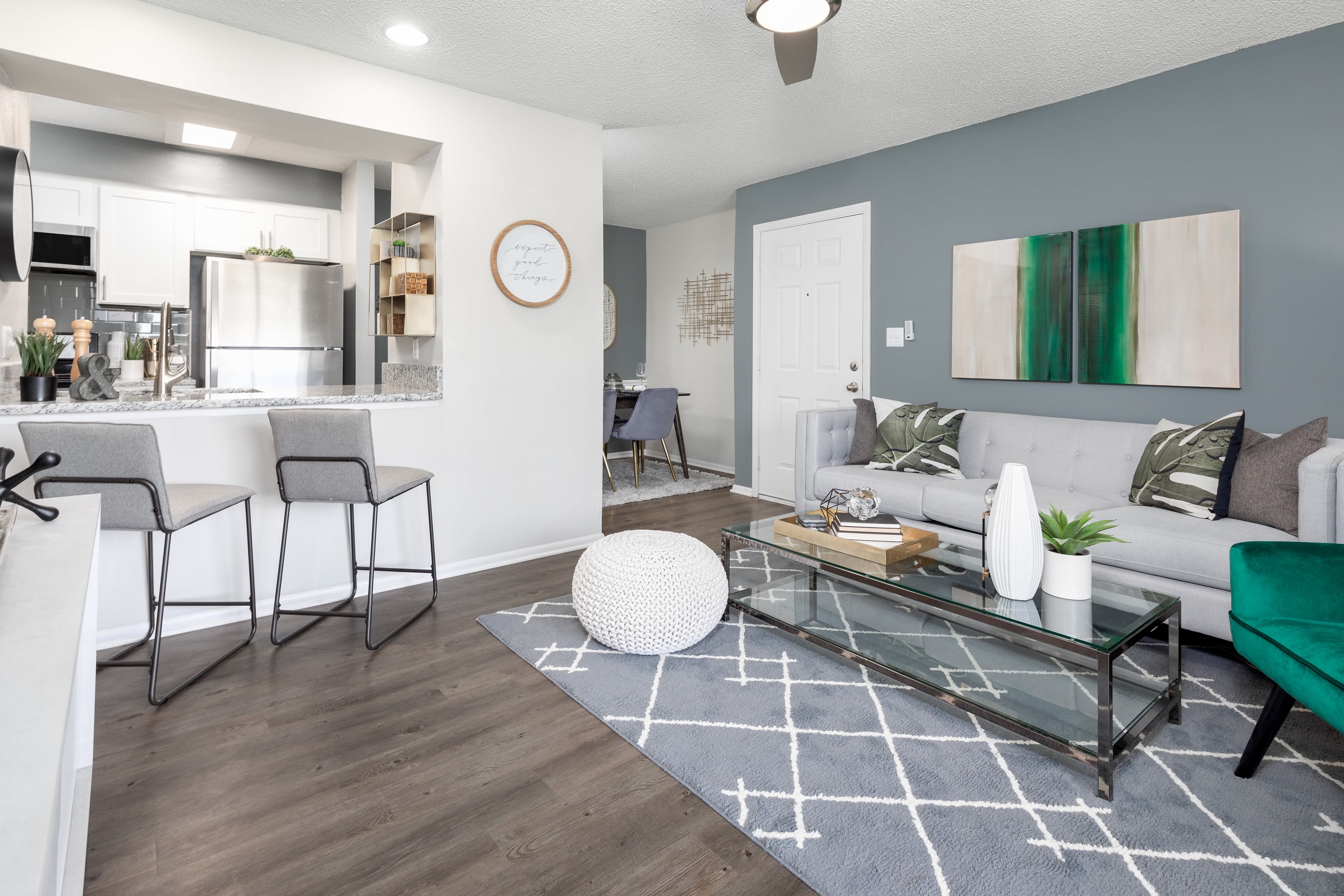 Open floor plans with renovated interiors at Compass in Melbourne, Florida