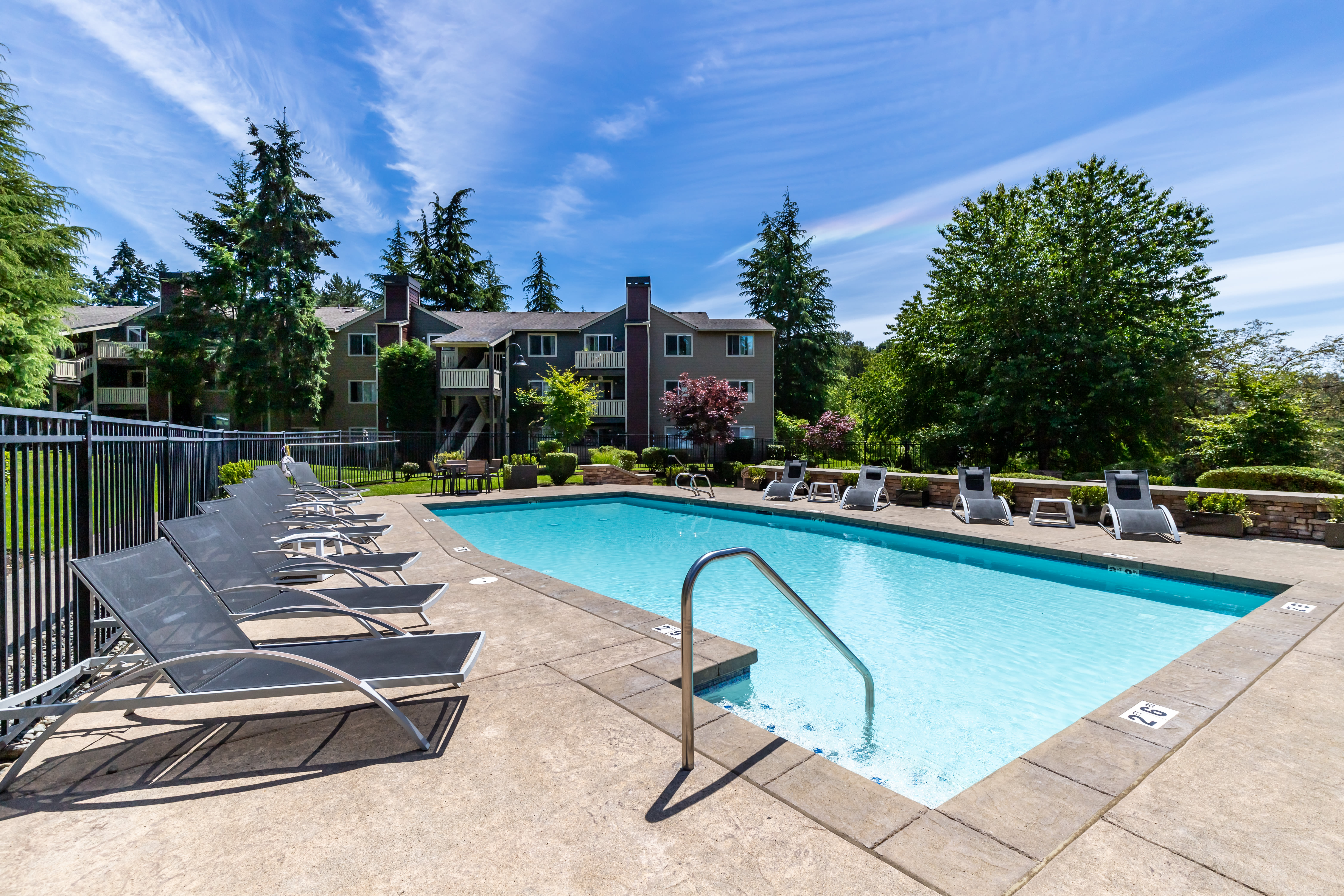 Entrance to the pool at The Preserve at Forbes Creek in Kirkland, Washington