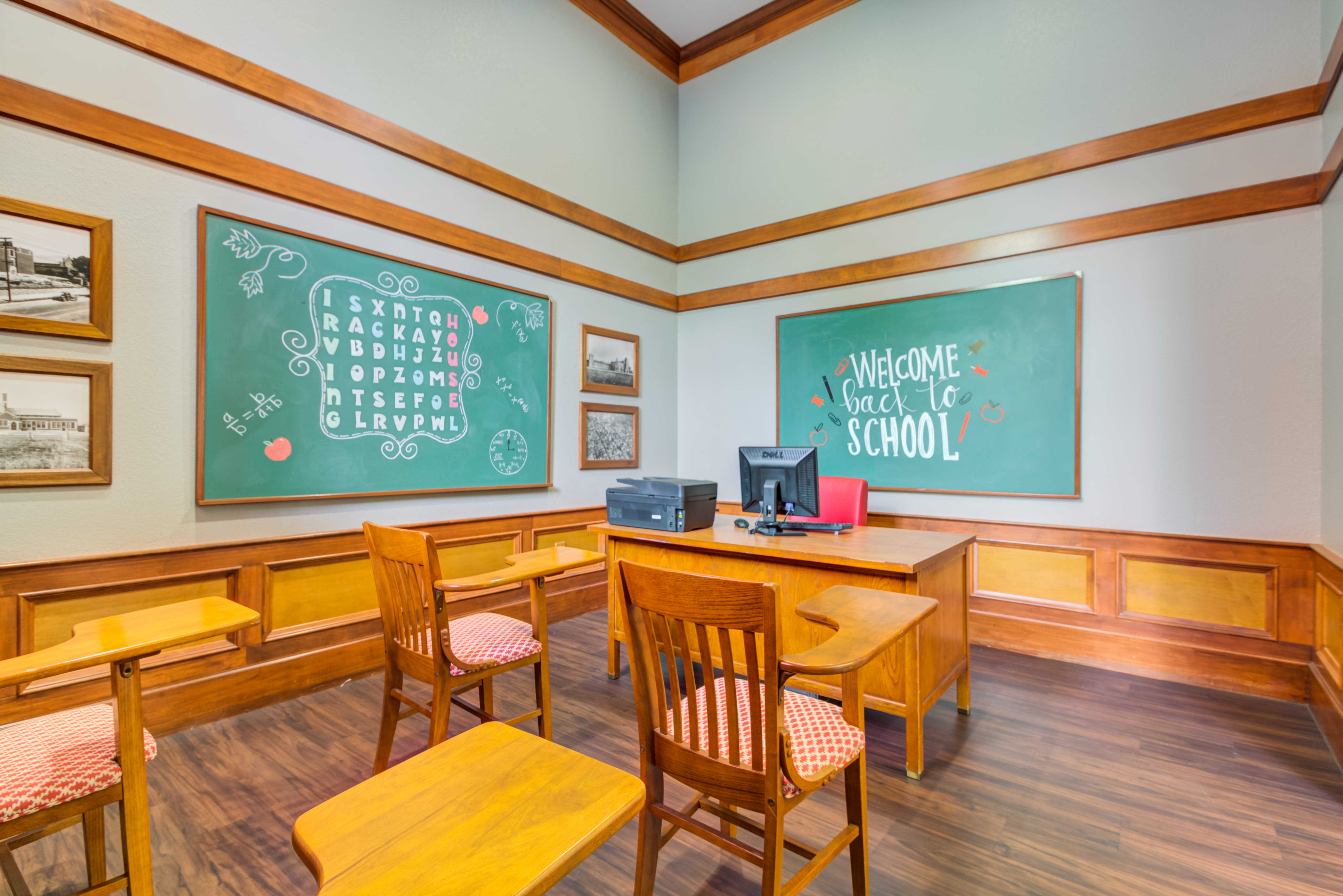 Former classroom turned into a community gathering space at Irving Schoolhouse Apartments in Salt Lake City, Utah