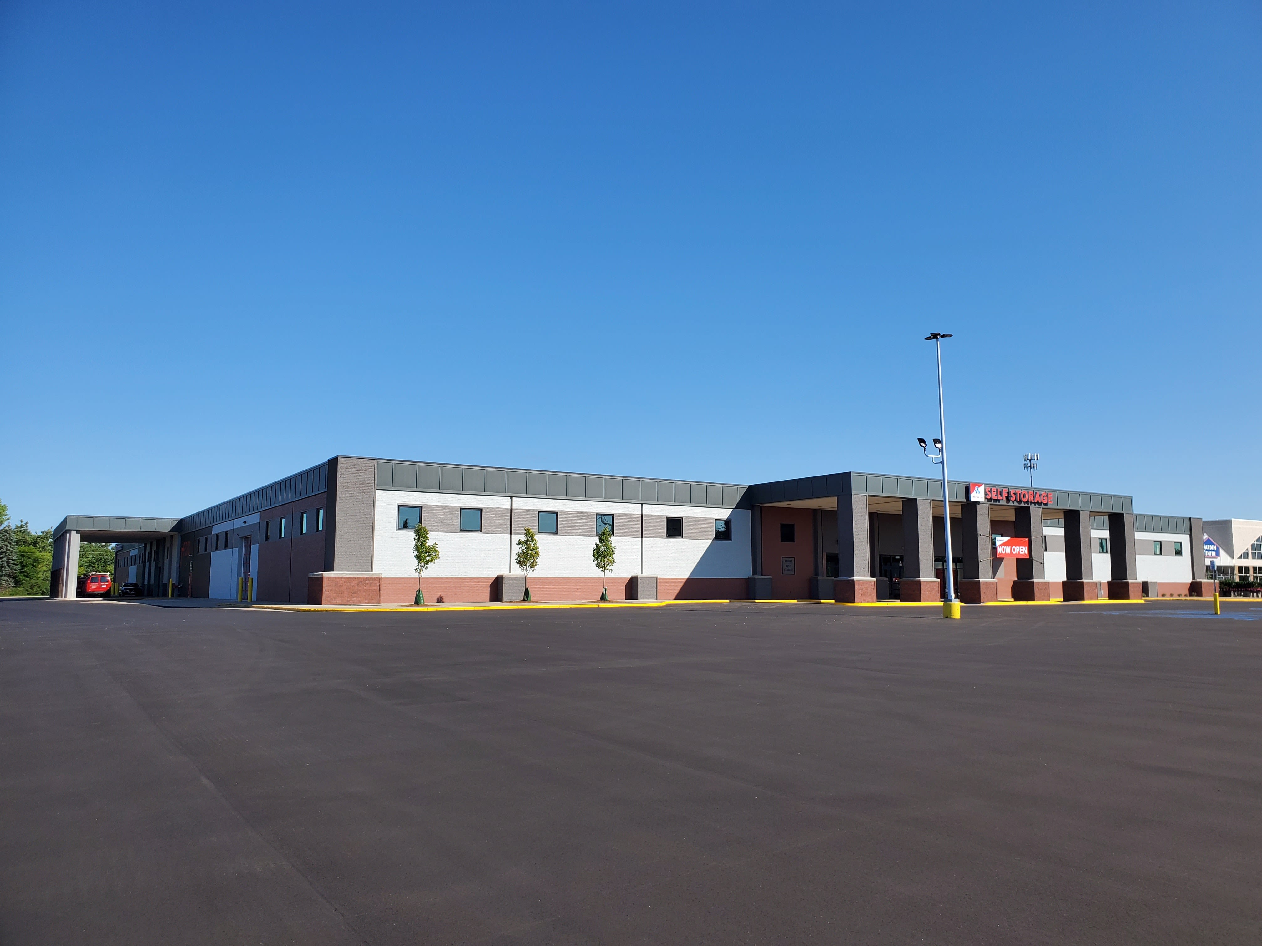 The wide driveways and front entrance at Devon Self Storage