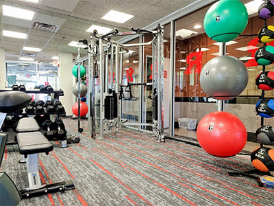 Modern fitness center at Riverside Towers Apartment Homes in New Brunswick, New Jersey