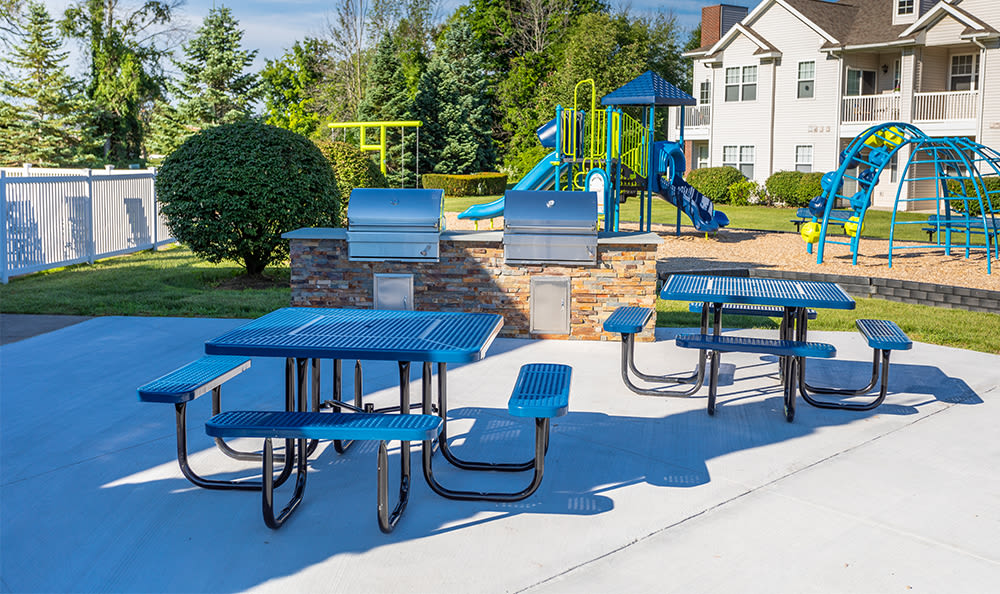 Grill area at Webster Green in Webster, New York