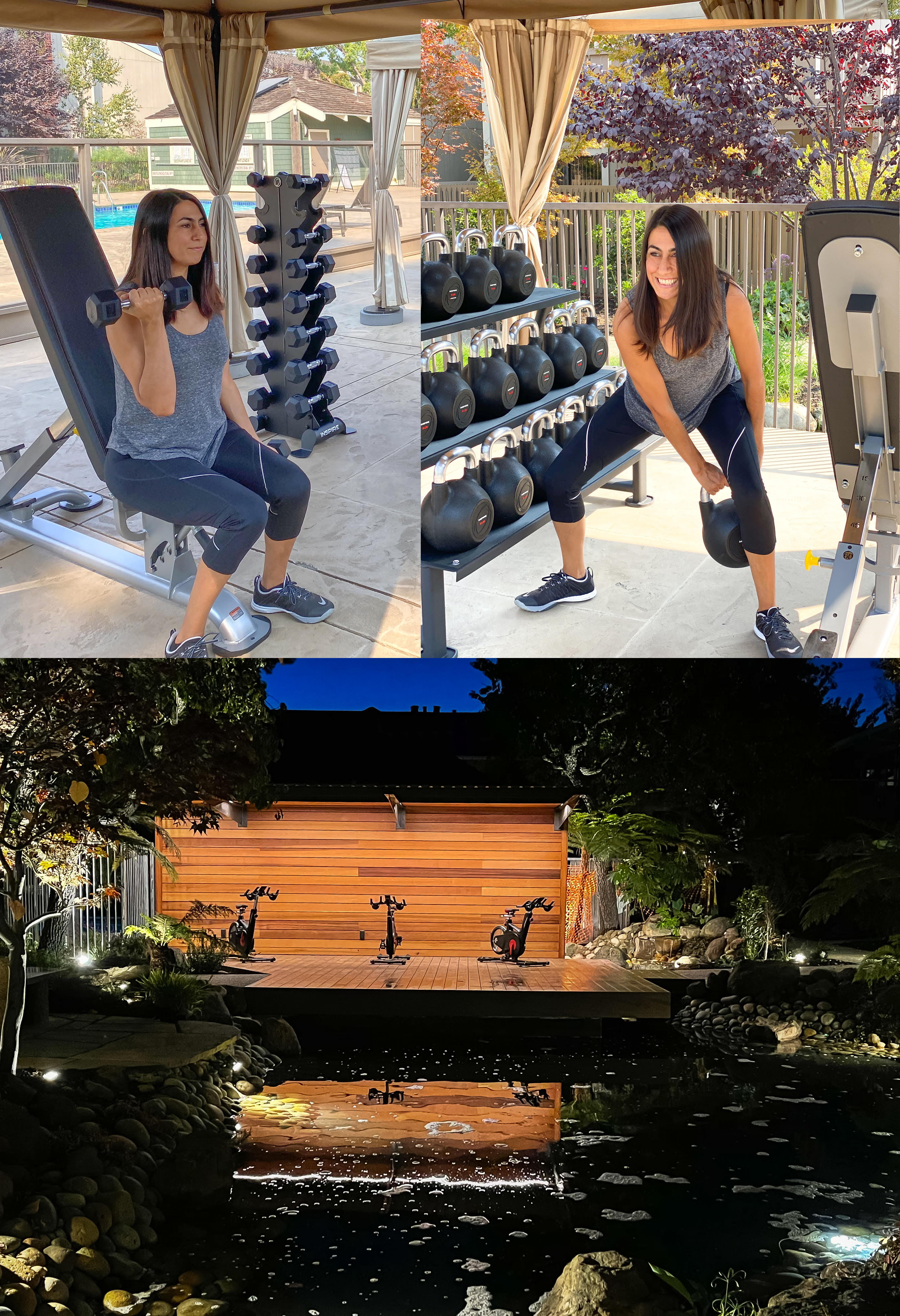 Resident working out at the fitness center at Greendale Apartments in Mountain View, California