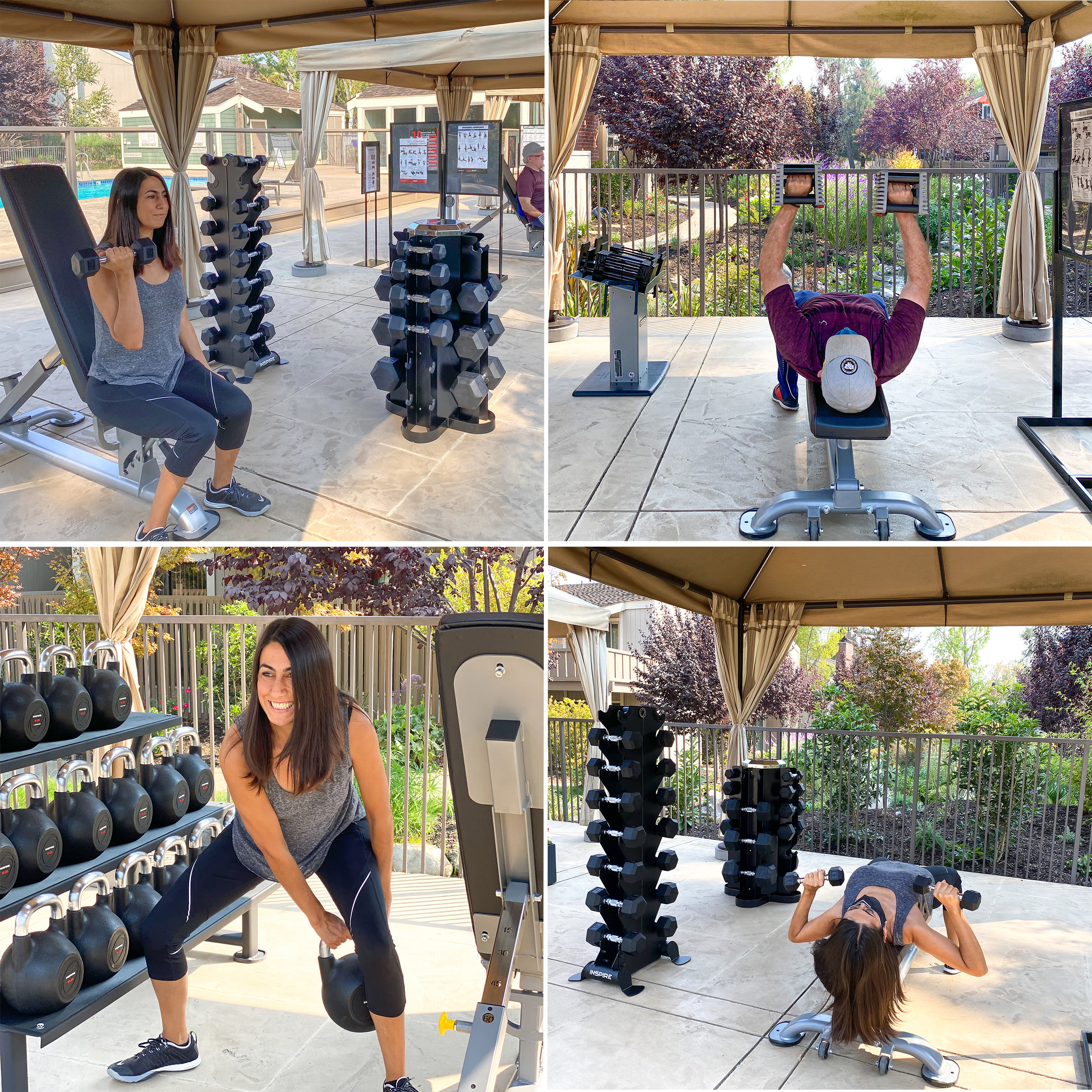 Outdoor fitness area at Halford Gardens Apartments in Santa Clara, California