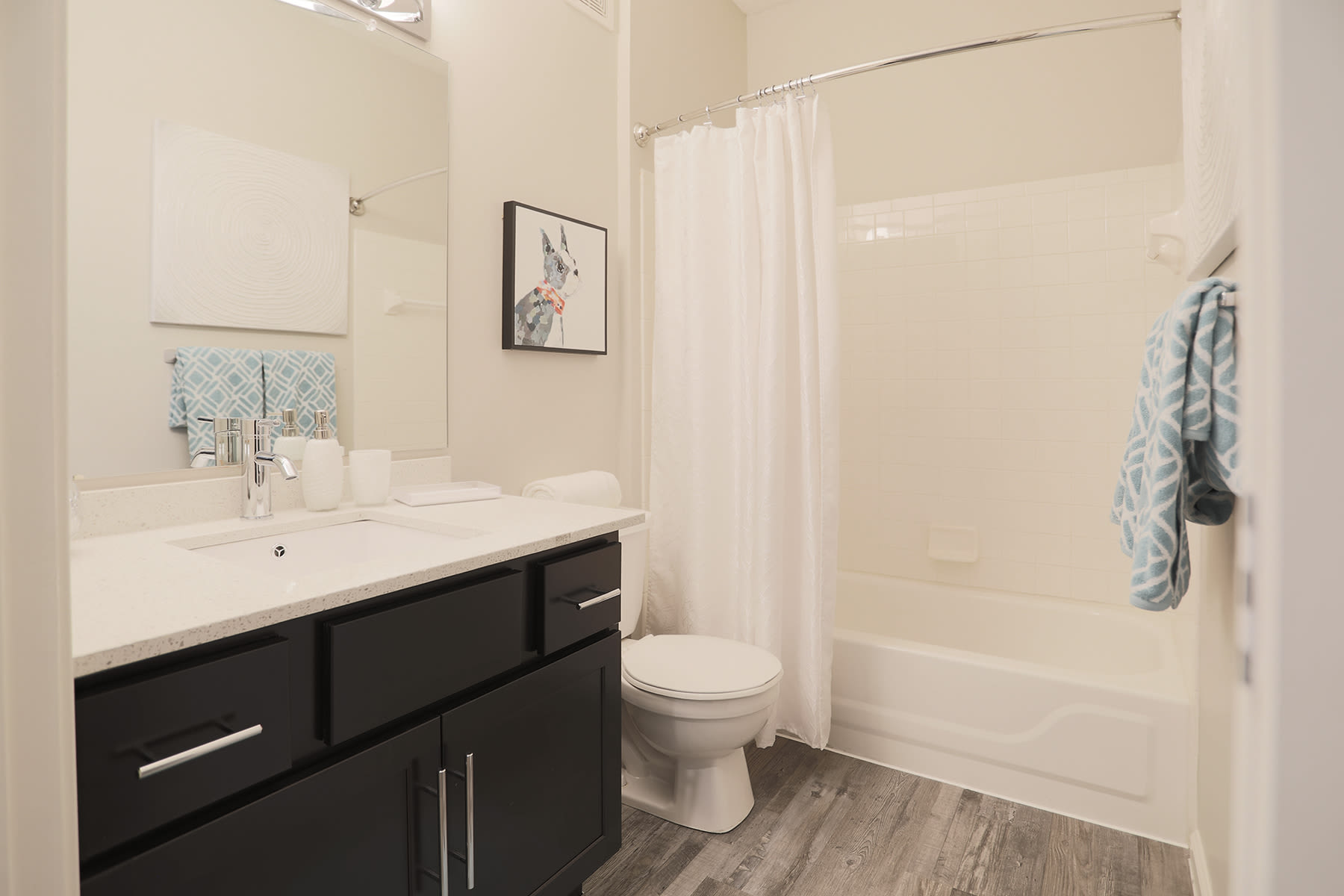 Bathroom with shower and bathtub at The Landings at Beckett Ridge in West Chester, Ohio