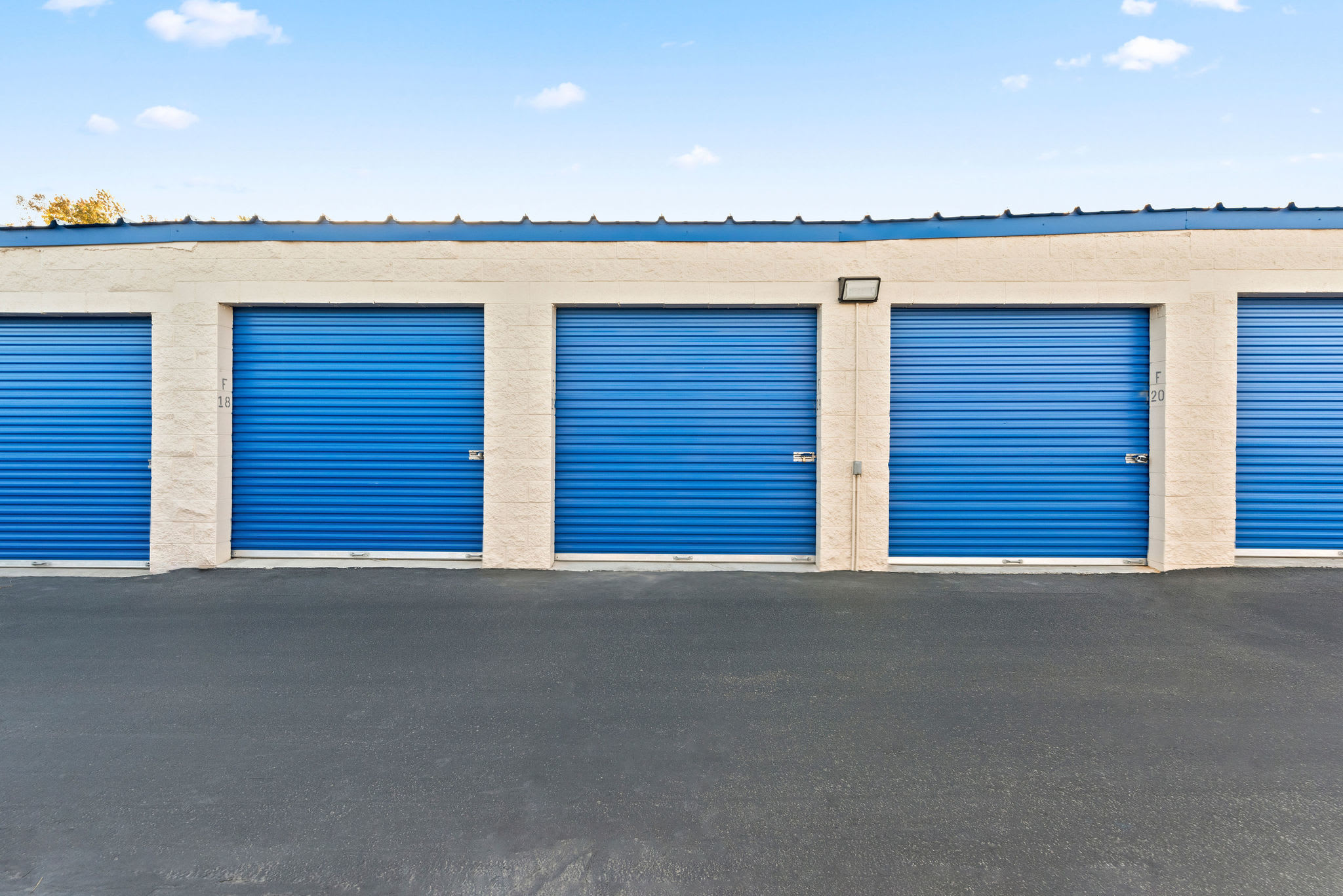 A storage unit doorway closed at Stor'em Self Storage in Lehi, Utah