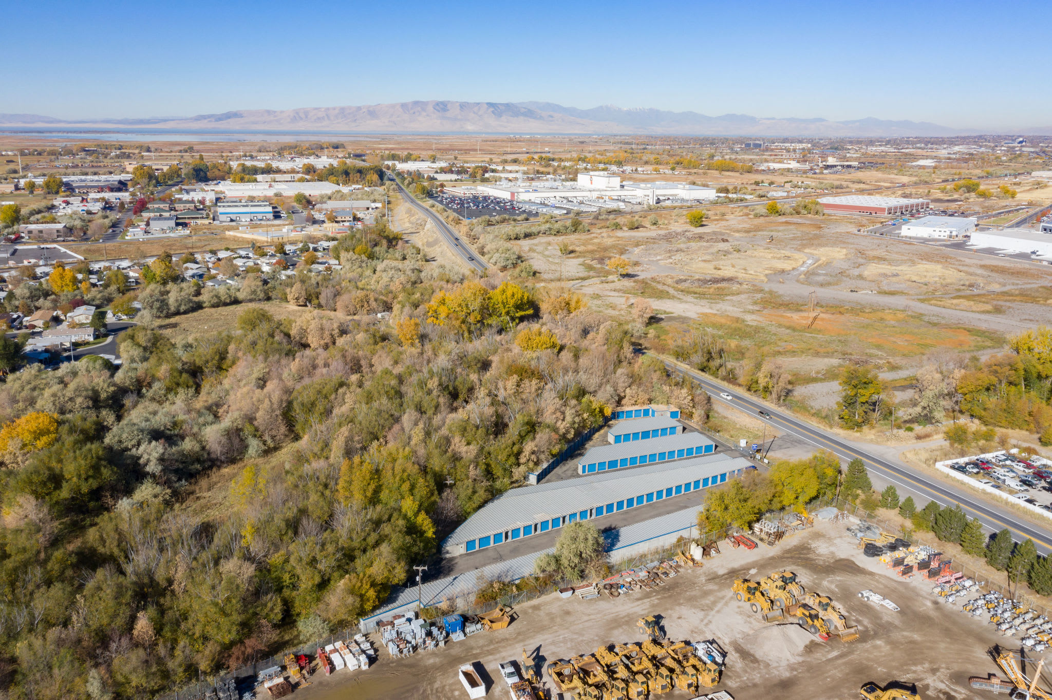 Aerial view of Storage units with Stor'em Self Storage in Springville, Utah