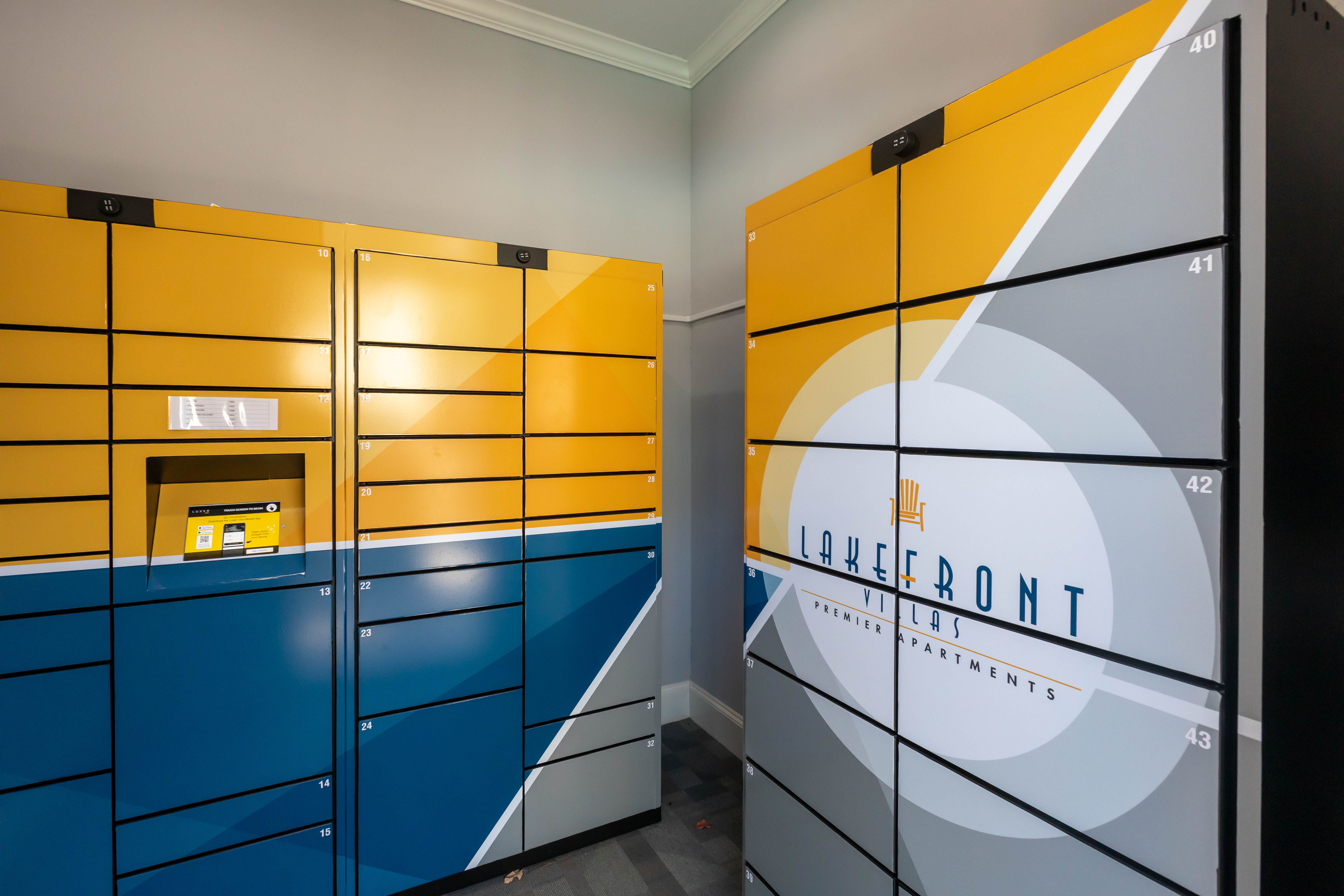 Resident package lockers at Lakefront Villas