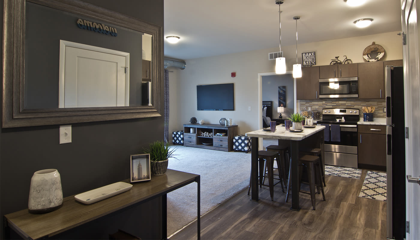 Modern and chic clubhouse at Park West 205 Apartment Homes in Pittsburgh, Pennsylvania