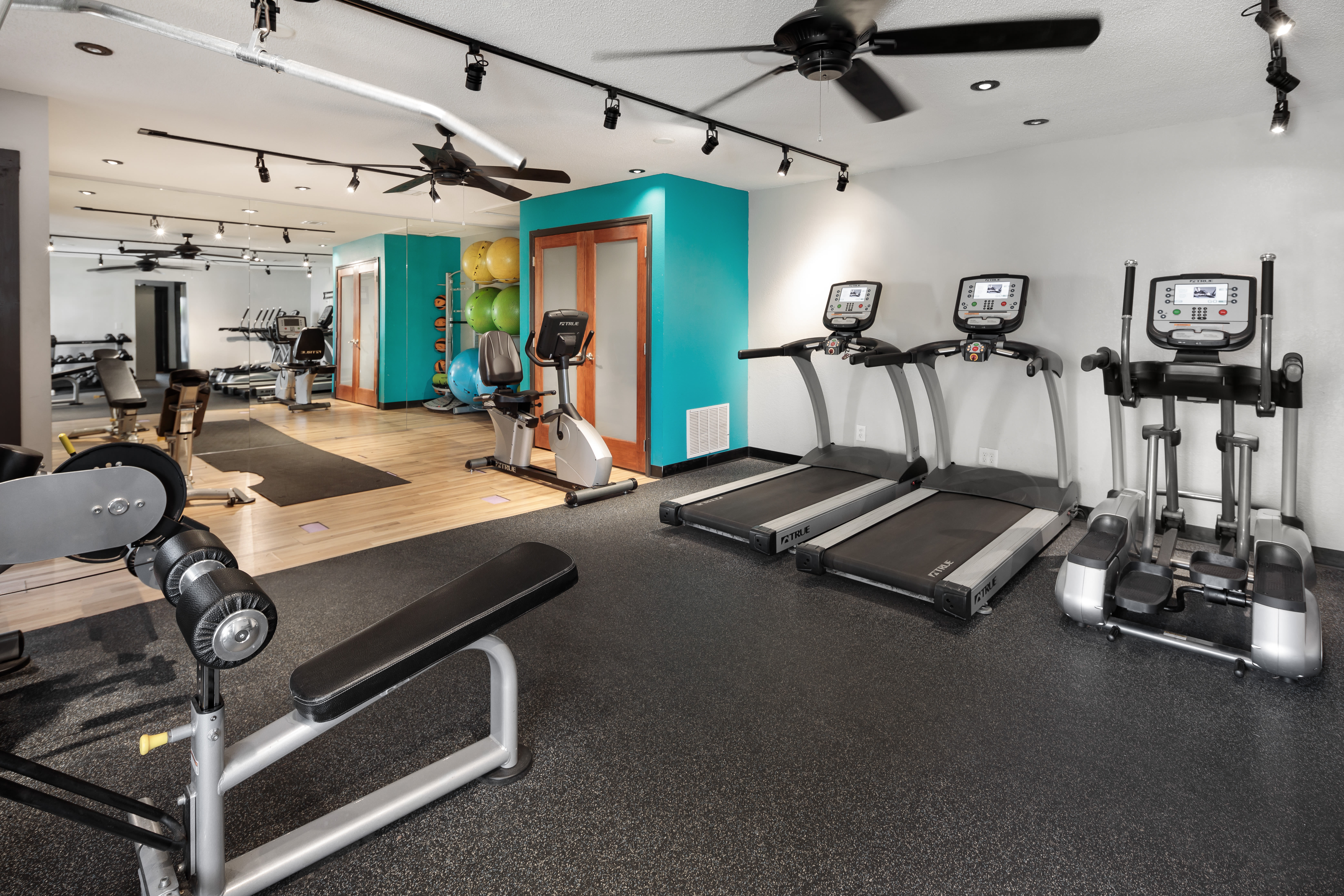 Well-equipped fitness center at The Franklin in Marietta, Georgia