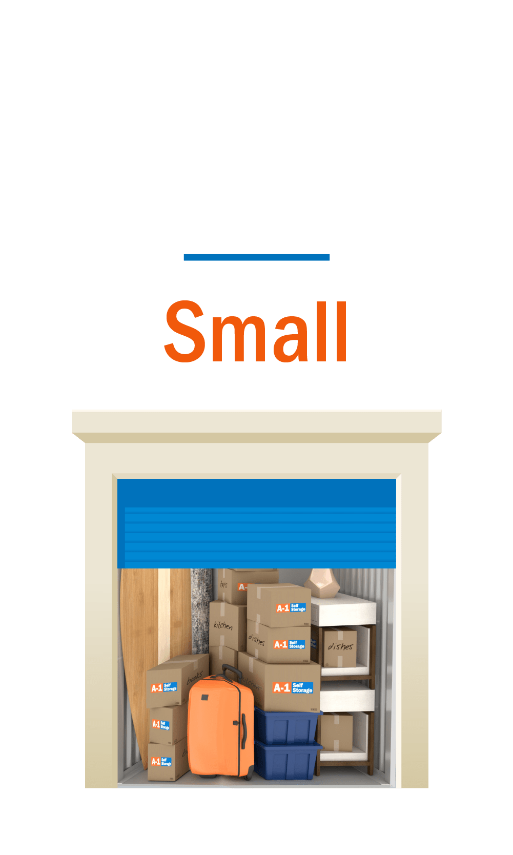 Small storage unit graphic with door open