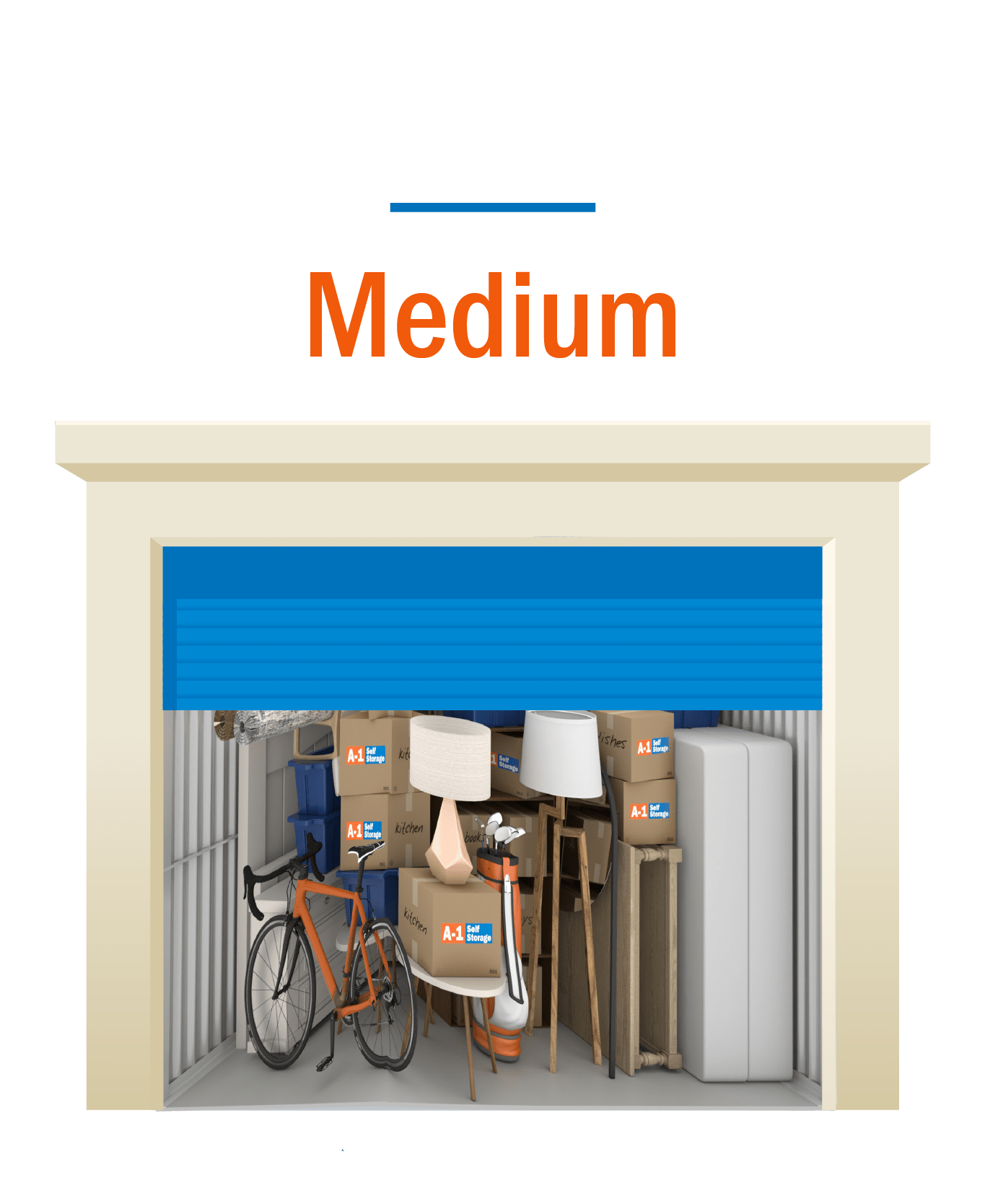 Medium storage unit graphic with open door