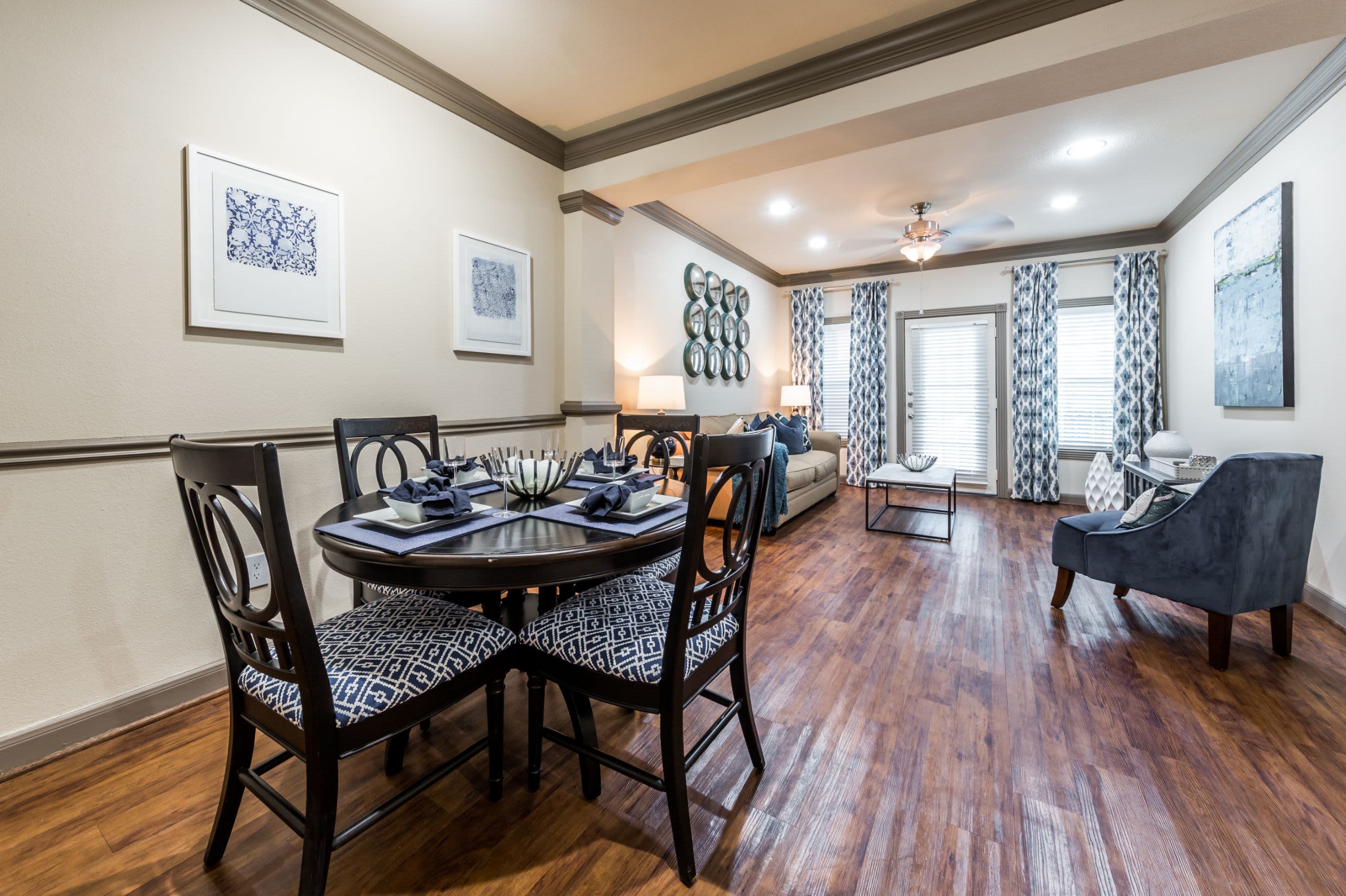 Open concept dining area at Marquis at Tanglewood in Houston, Texas
