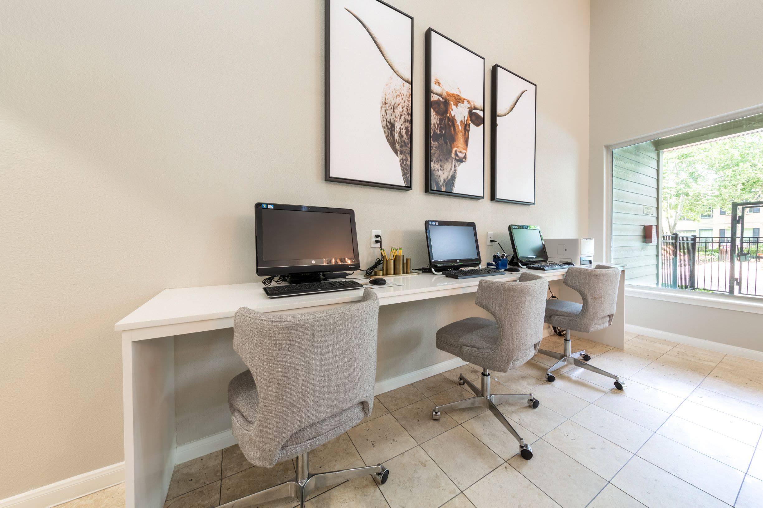 Business center at Marquis at Westchase in Houston, Texas