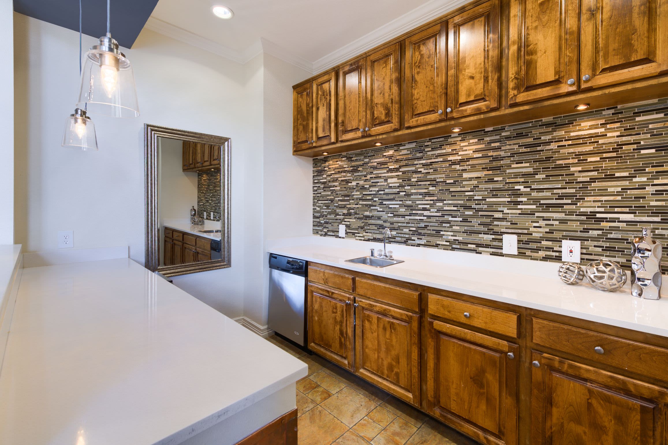 Clubhouse kitchen at Whisper Creek Apartment Homes in Lakewood, Colorado