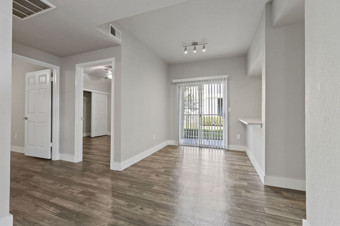 Model unit living room at Emerson at Ford Park in Allen, Texas