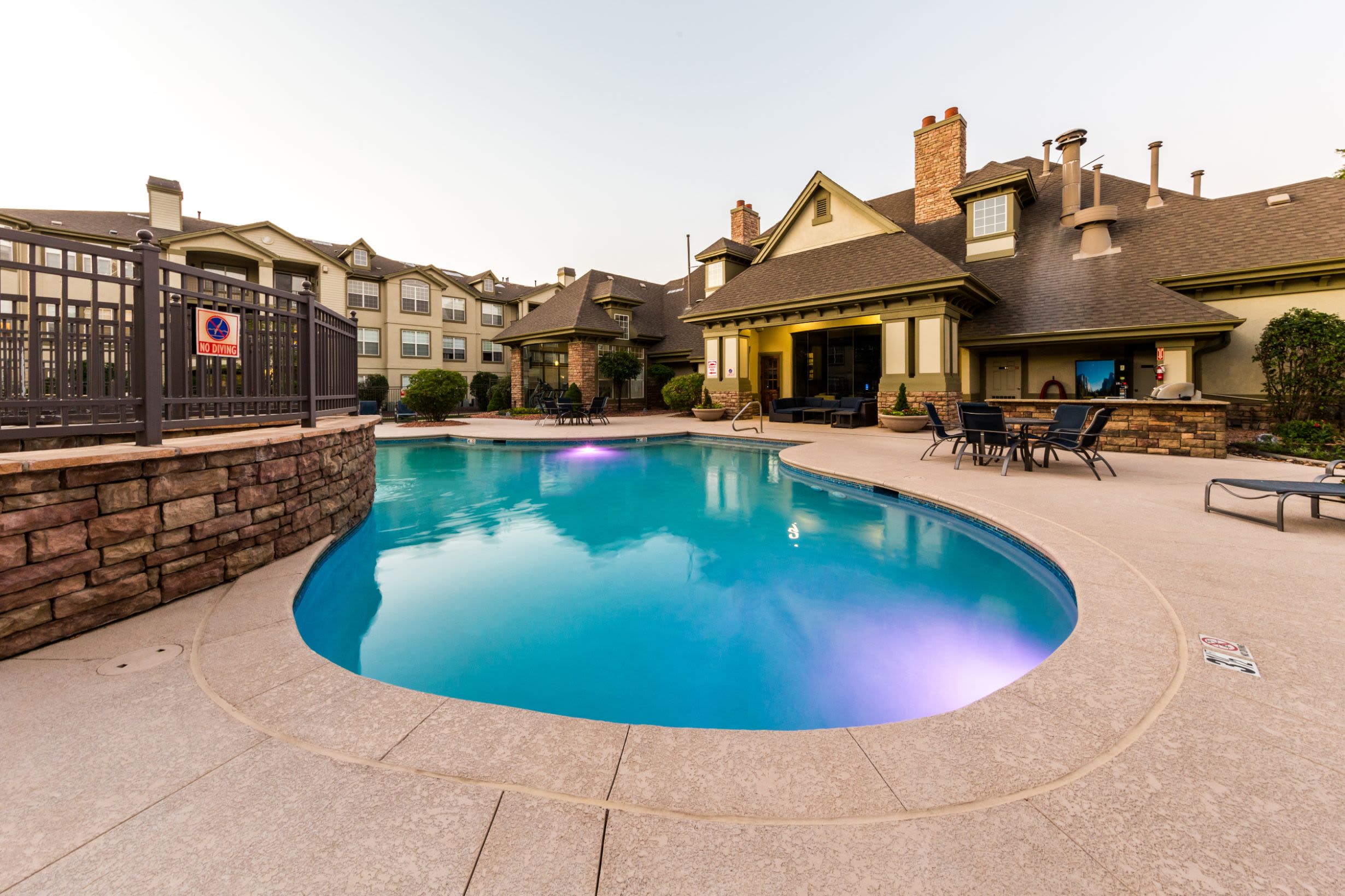 Sparkling swimming pool at Marquis at Town Centre in Broomfield, Colorado