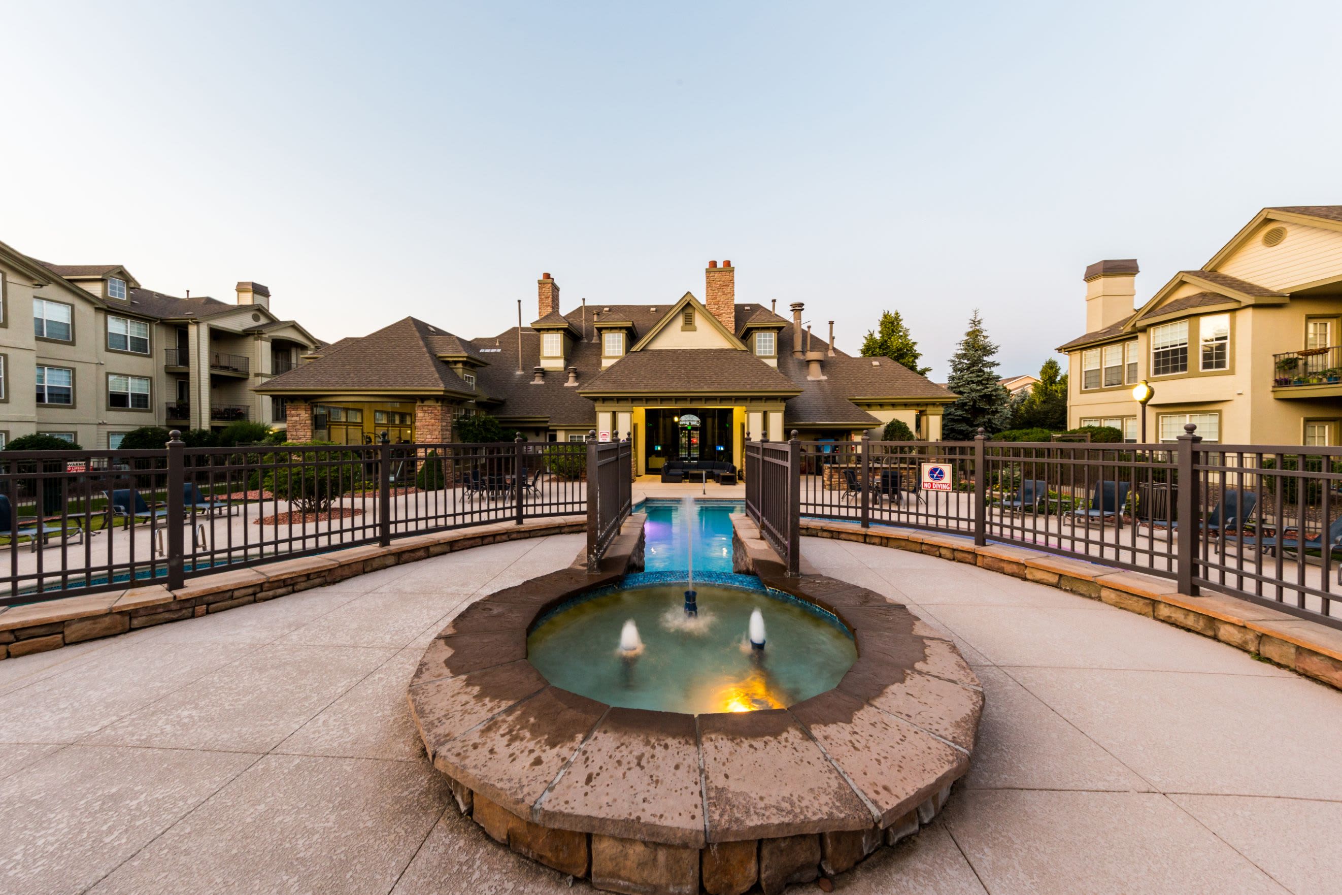 Water feature near the pool at Marquis at Town Centre in Broomfield, Colorado
