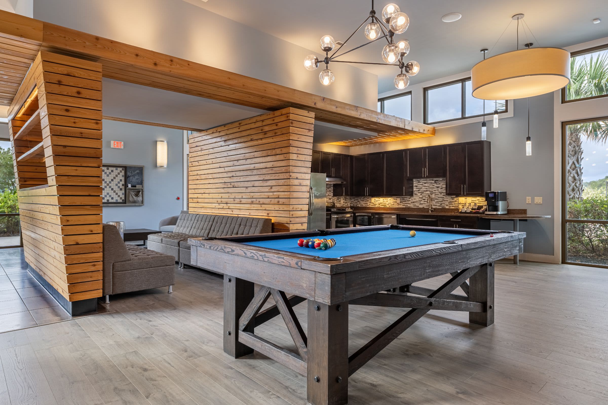 Pool table in clubhouse at Marquis Cresta Bella in San Antonio, Texas