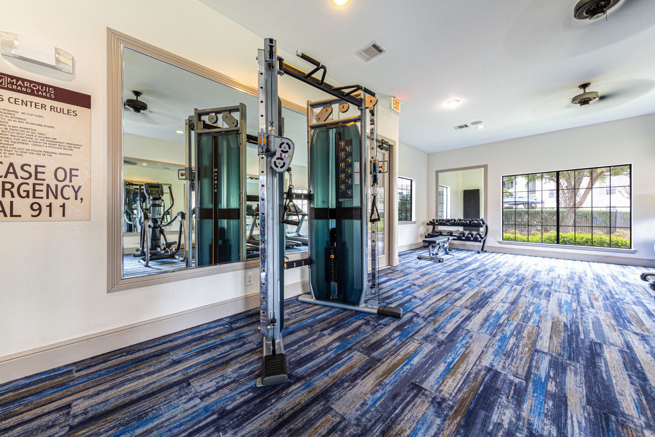 Cable machine in fitness center at Marquis Grand Lakes in Richmond, Texas