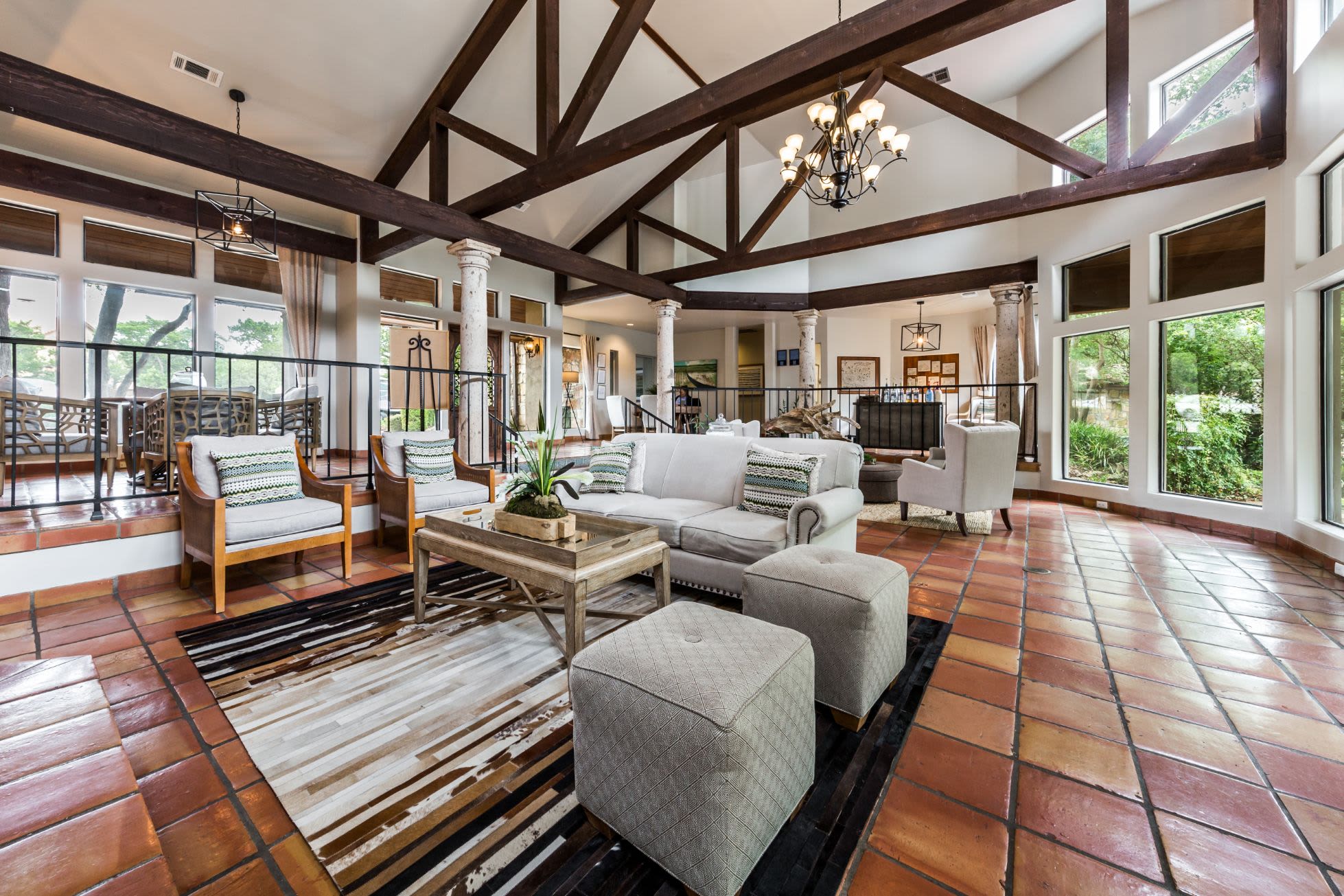 Clubhouse with high ceilings at Marquis at Caprock Canyon in Austin, Texas