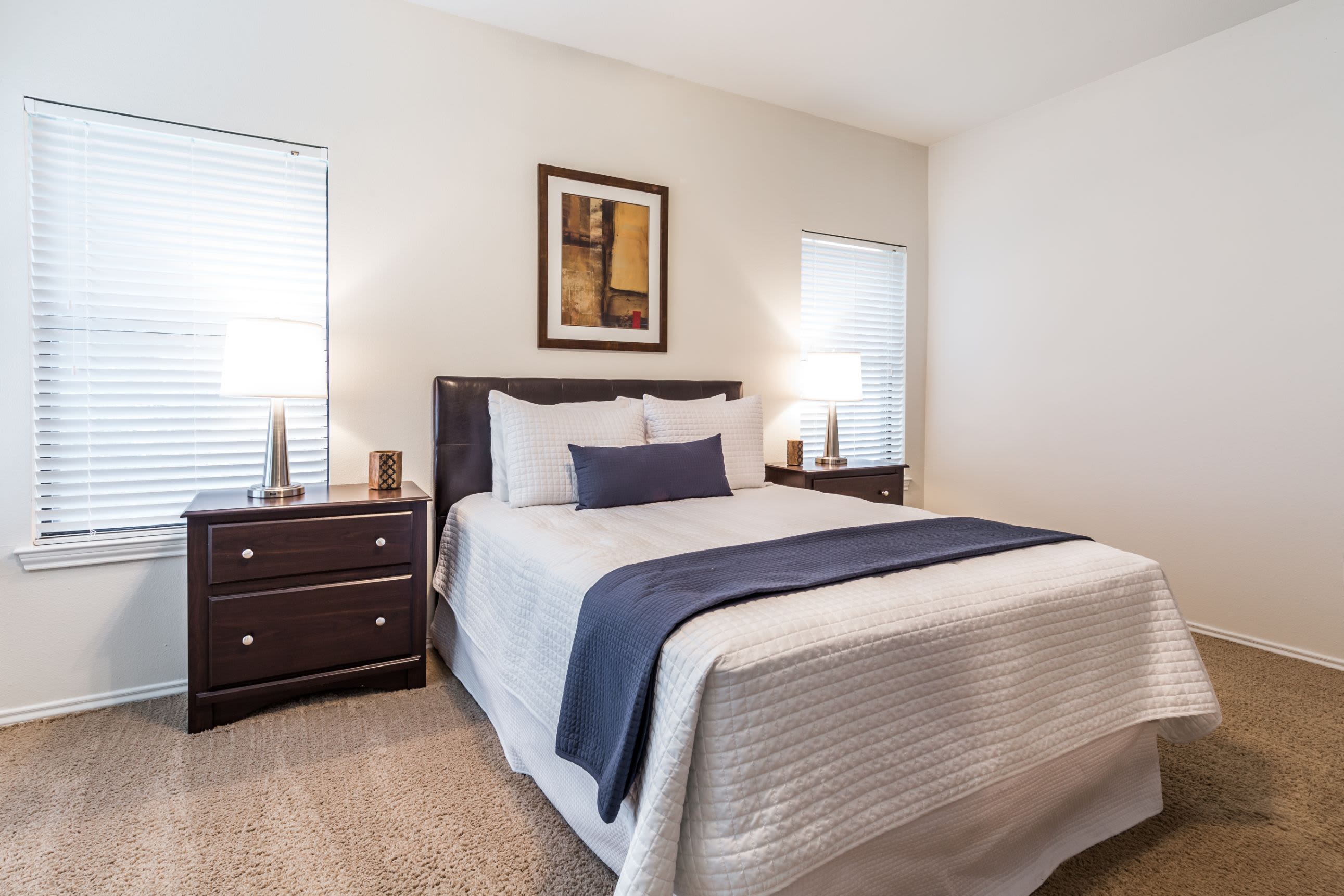 Bedroom with carpet flooring at Marquis at Caprock Canyon in Austin, Texas