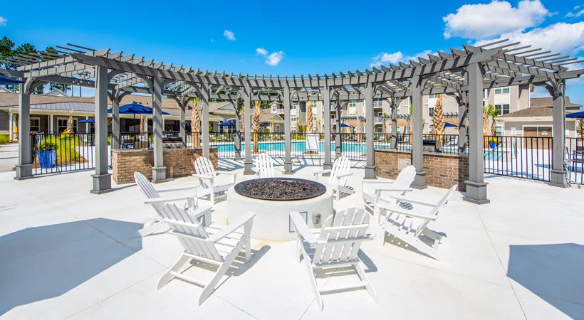 Large pool and fire pit at The Isaac in Summerville, South Carolina