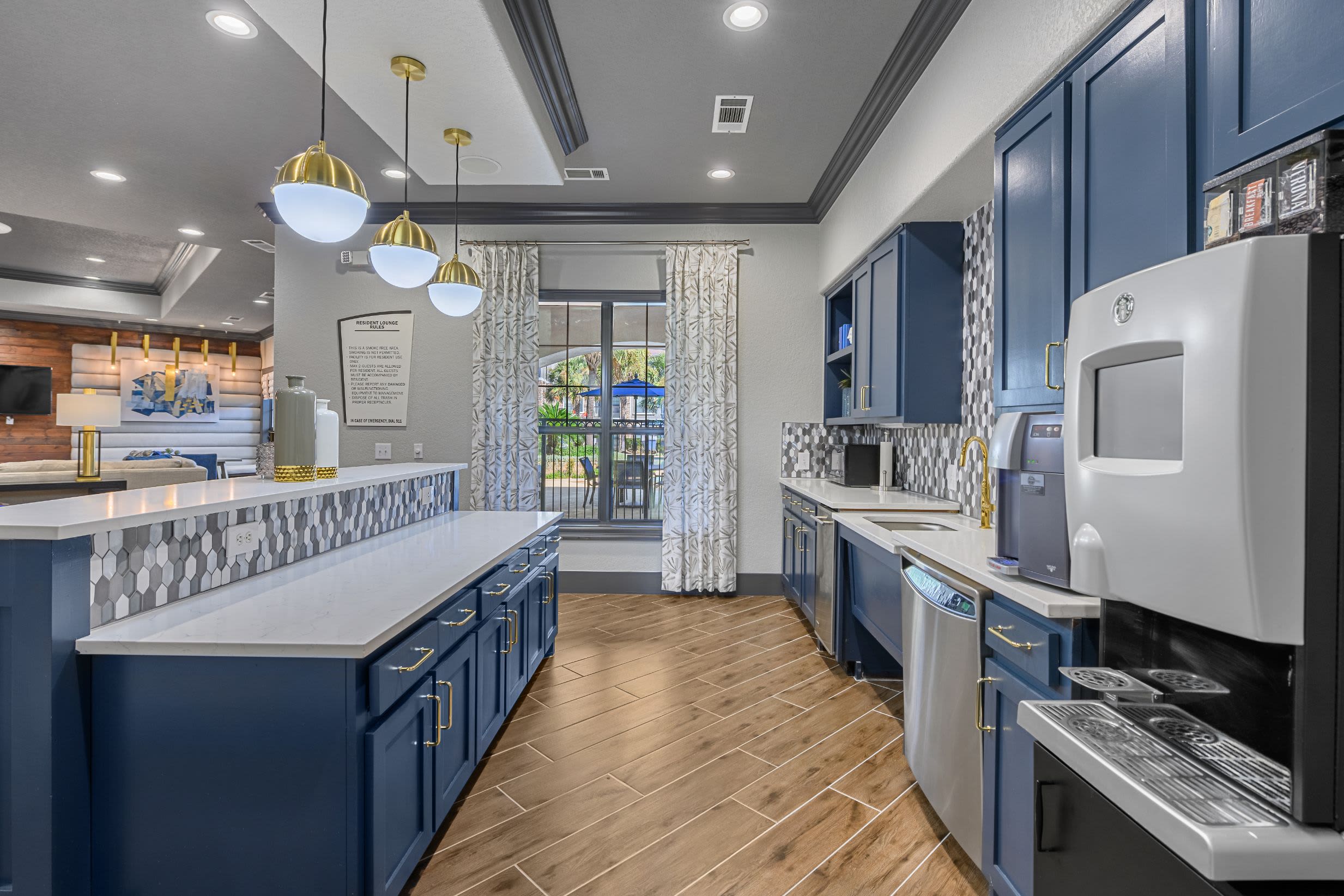 Kitchenette in community clubhouse at Marquis Lakeline Station in Austin, Texas