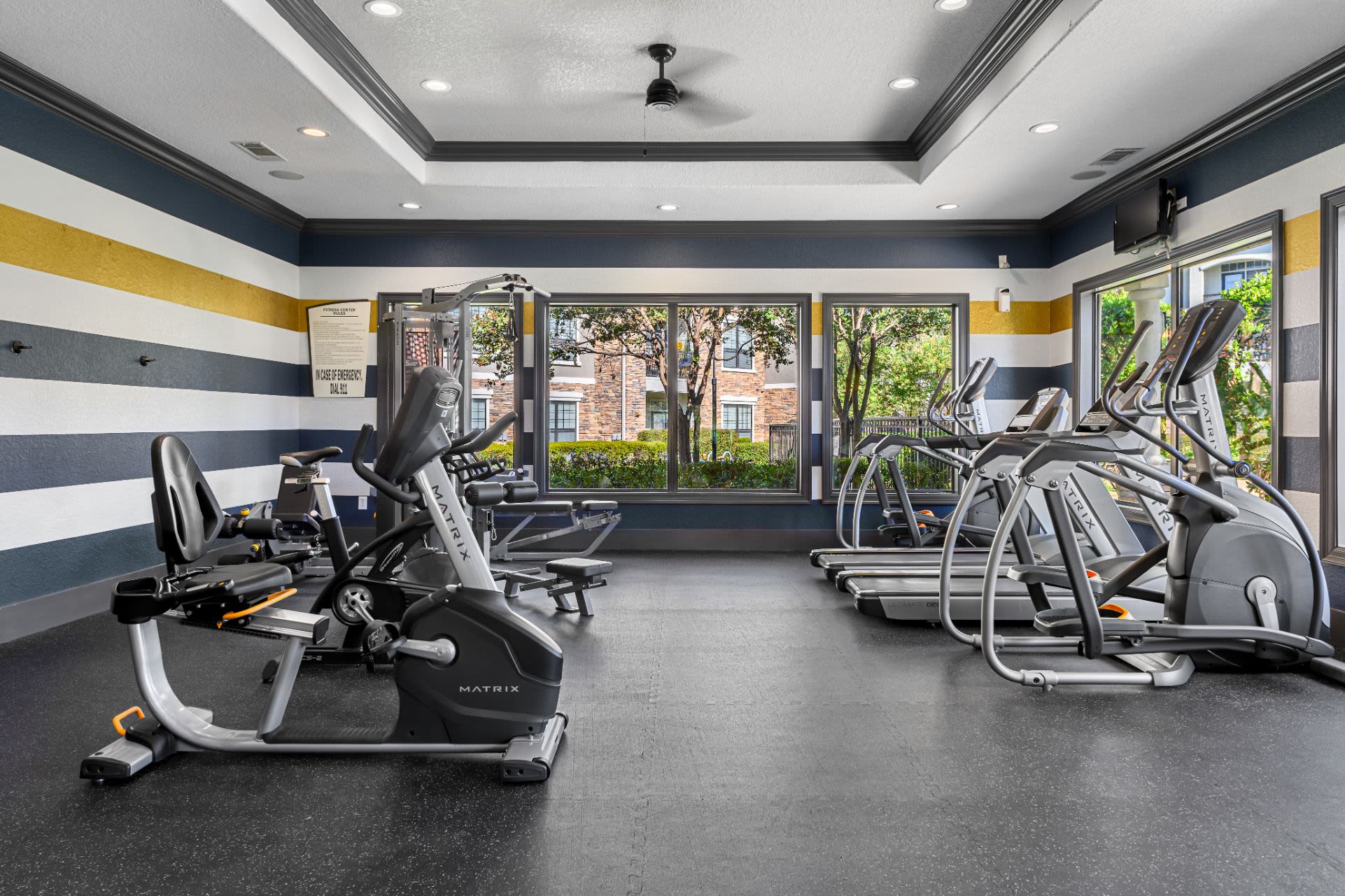 Cardio machines in fitness center at Marquis Lakeline Station in Austin, Texas