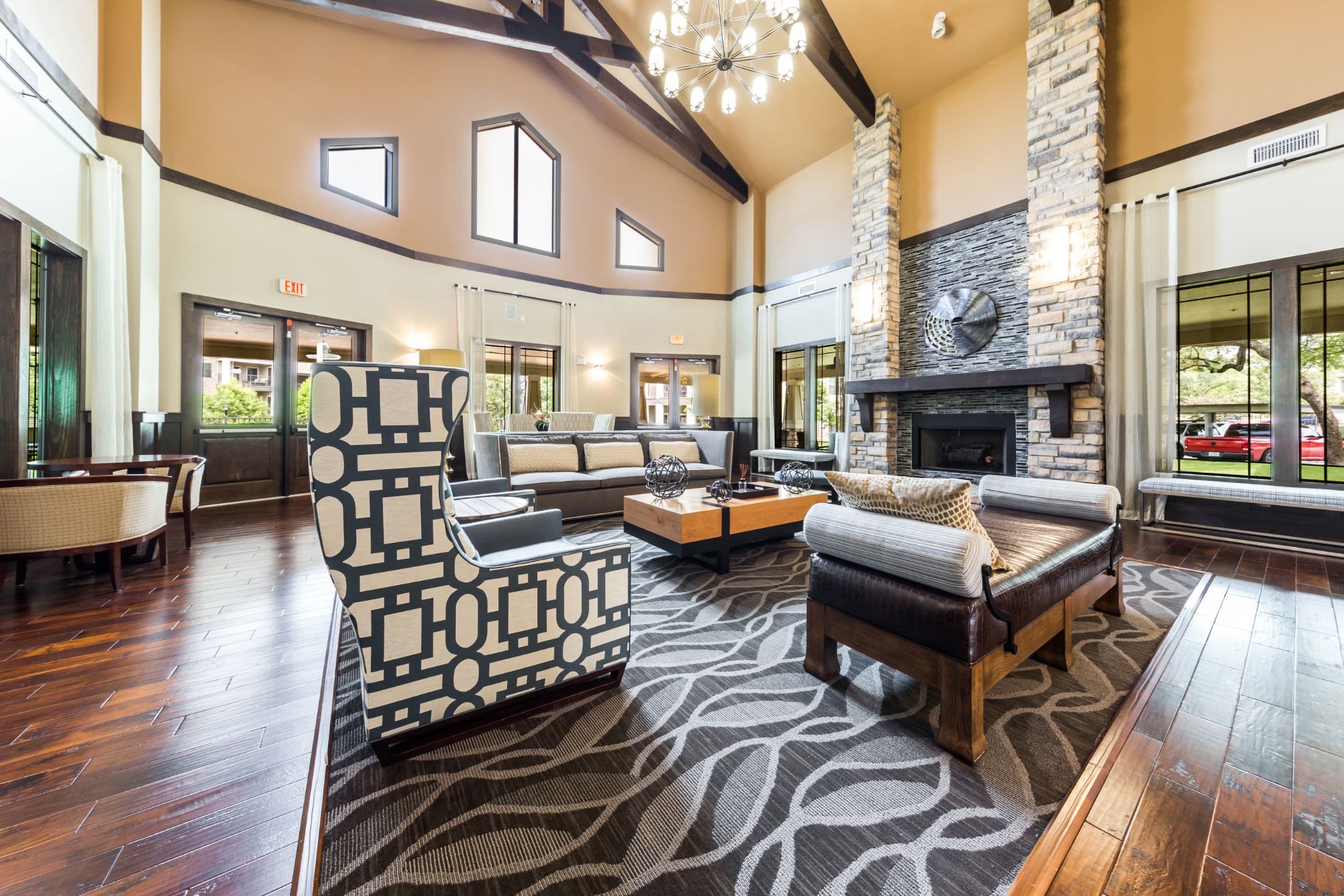 Lobby entrance with sitting area at Marquis on Lakeline in Cedar Park, Texas