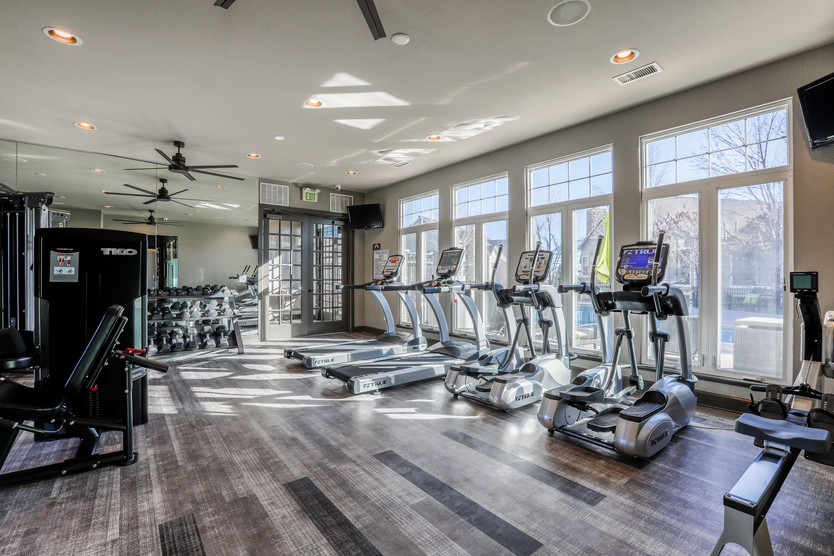 Cardio machines in the fitness center at Marquis Castle Pines in Castle Pines, Colorado