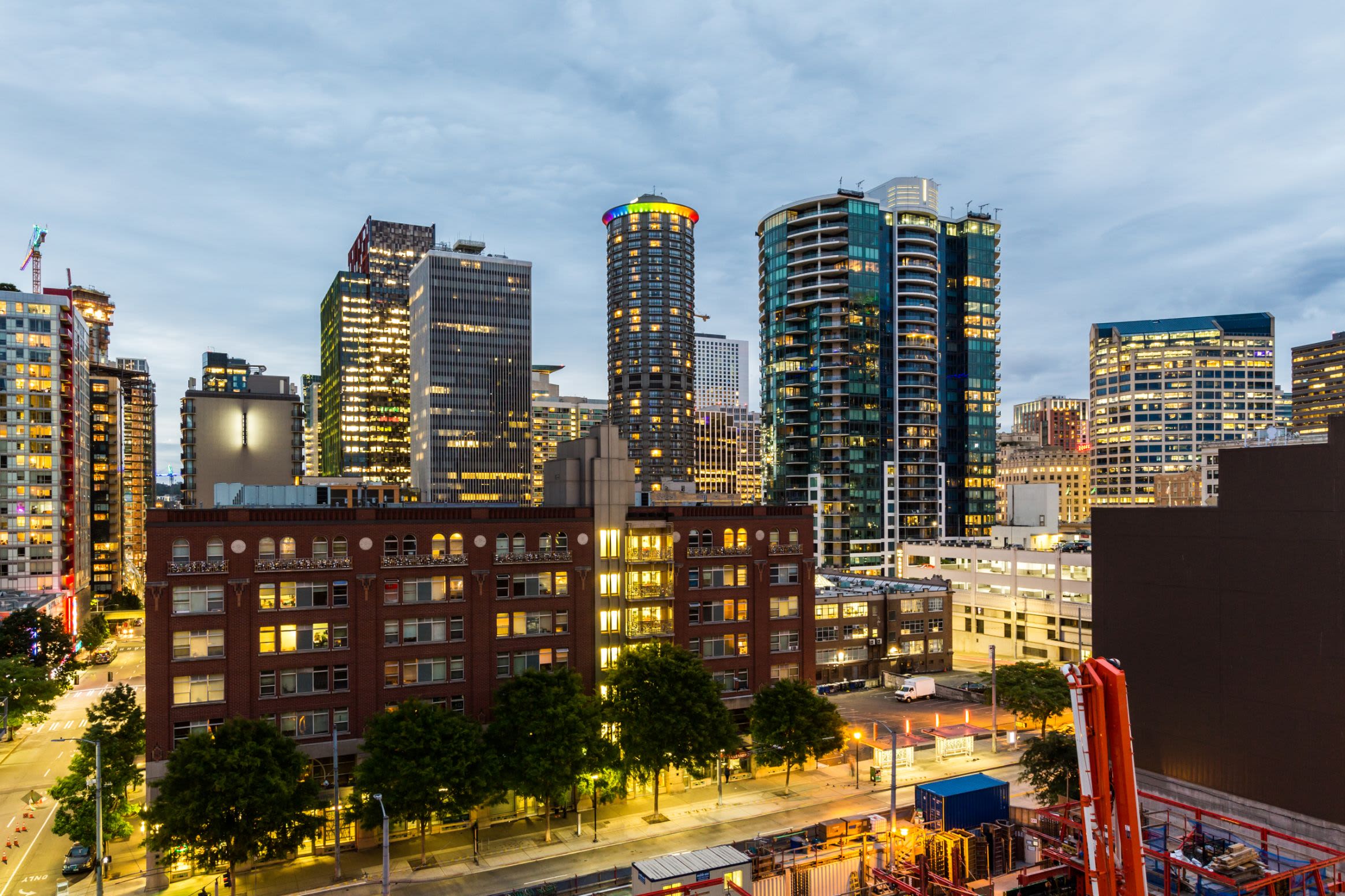 City views from rooftop lounge at Marq 211 in Seattle, Washington