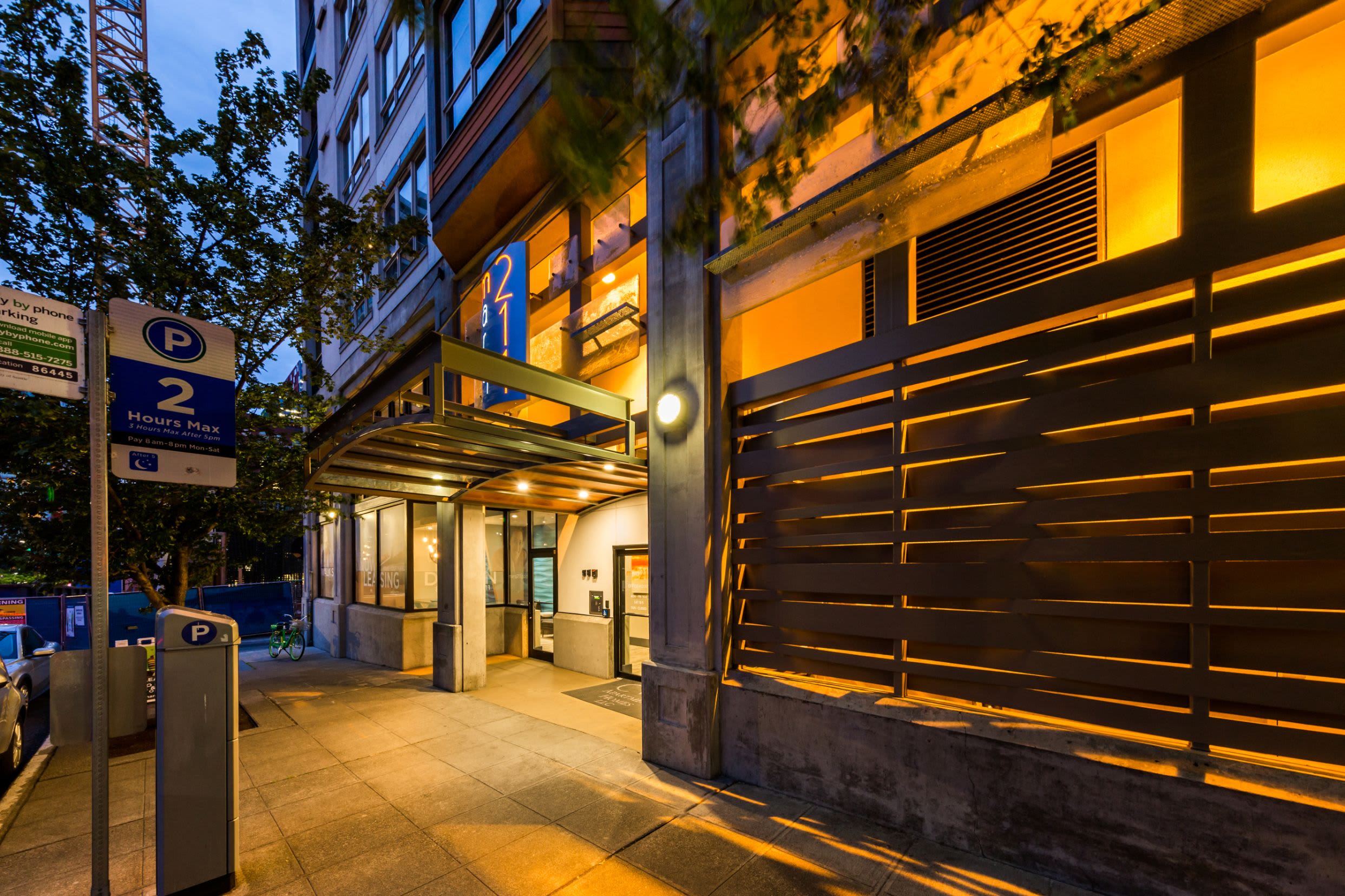 Street view of the entrance to Marq 211 in Seattle, Washington