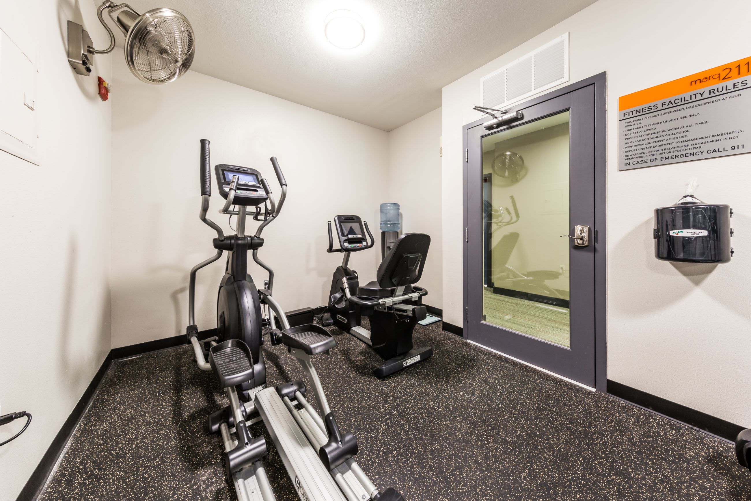 Elliptical in fitness center at Marq 211 in Seattle, Washington