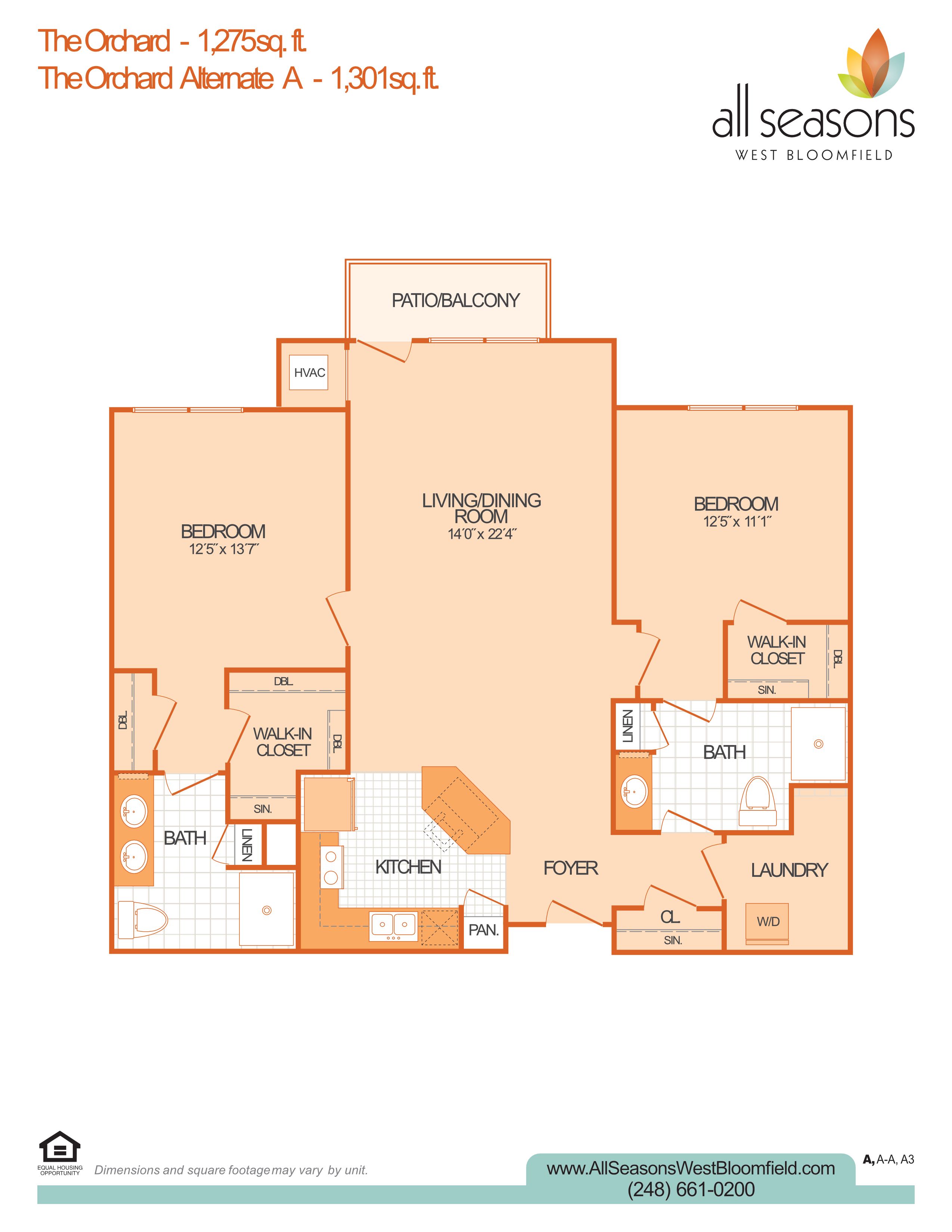 The Orchard floor plan at All Seasons West Bloomfield in West Bloomfield, Michigan