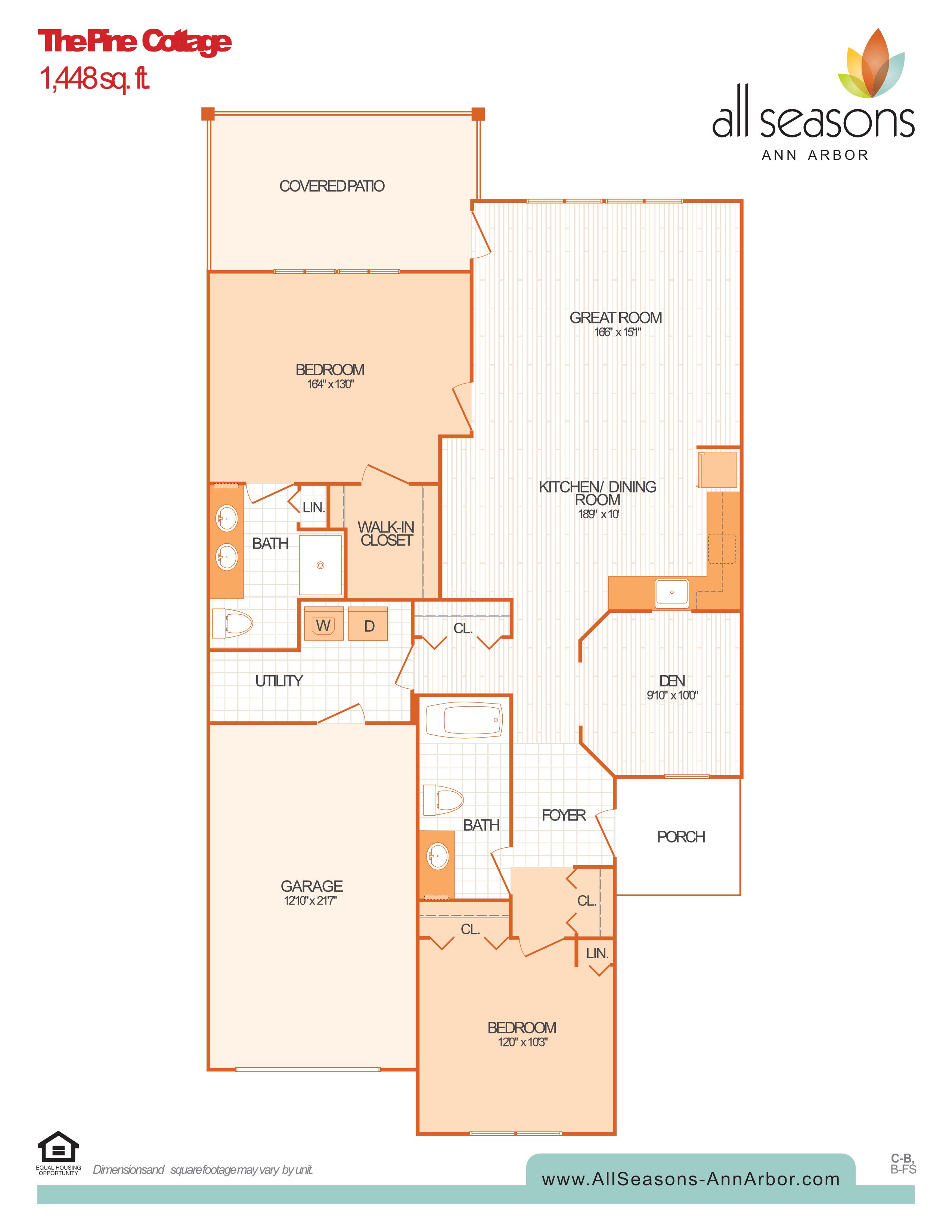 The Pine Cottage floor plan at All Seasons Ann Arbor in Ann Arbor, Michigan