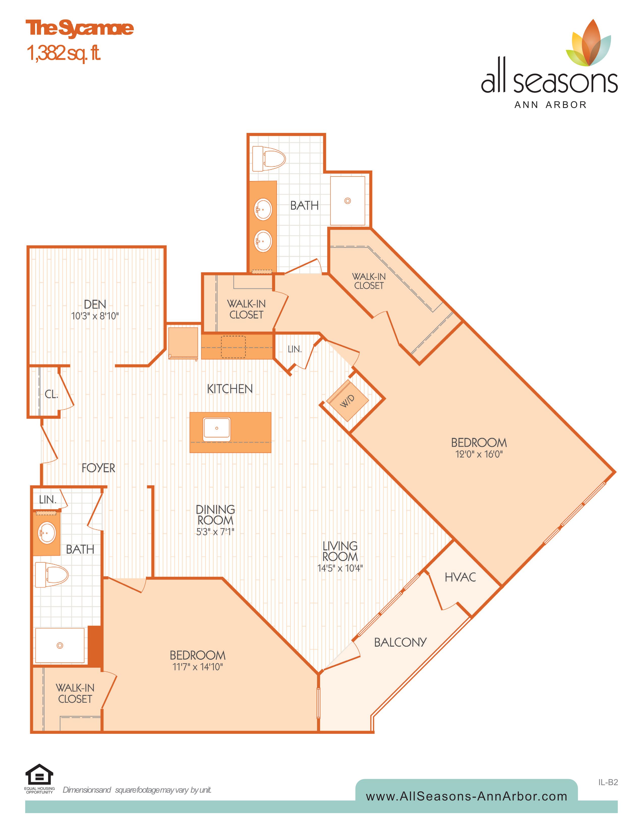 The Sycamore floor plan at All Seasons Ann Arbor in Ann Arbor, Michigan
