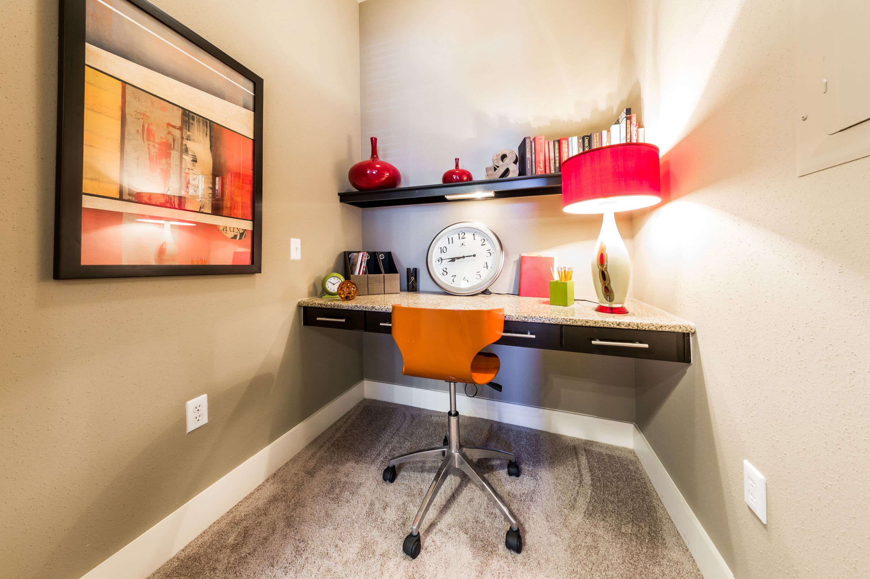 Office space with built in desk at The Marq at Ridgegate in Lone Tree, Colorado