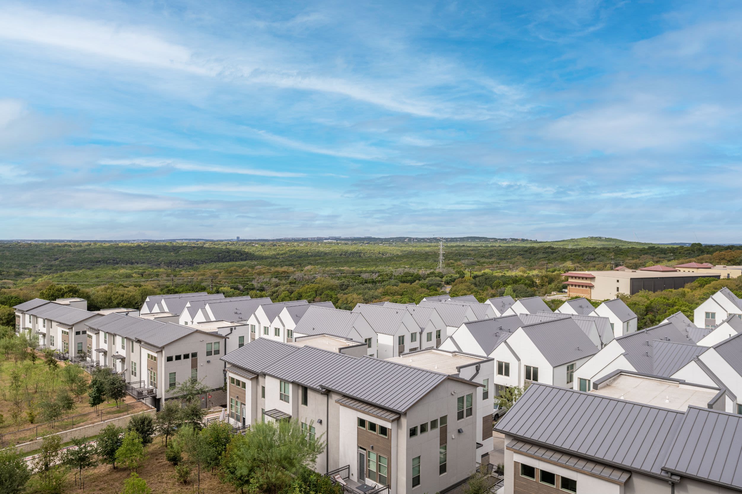 Aerial view of the units at Westerly 360 in Austin, Texas