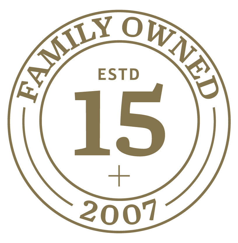 'family owned for 15 years' logo