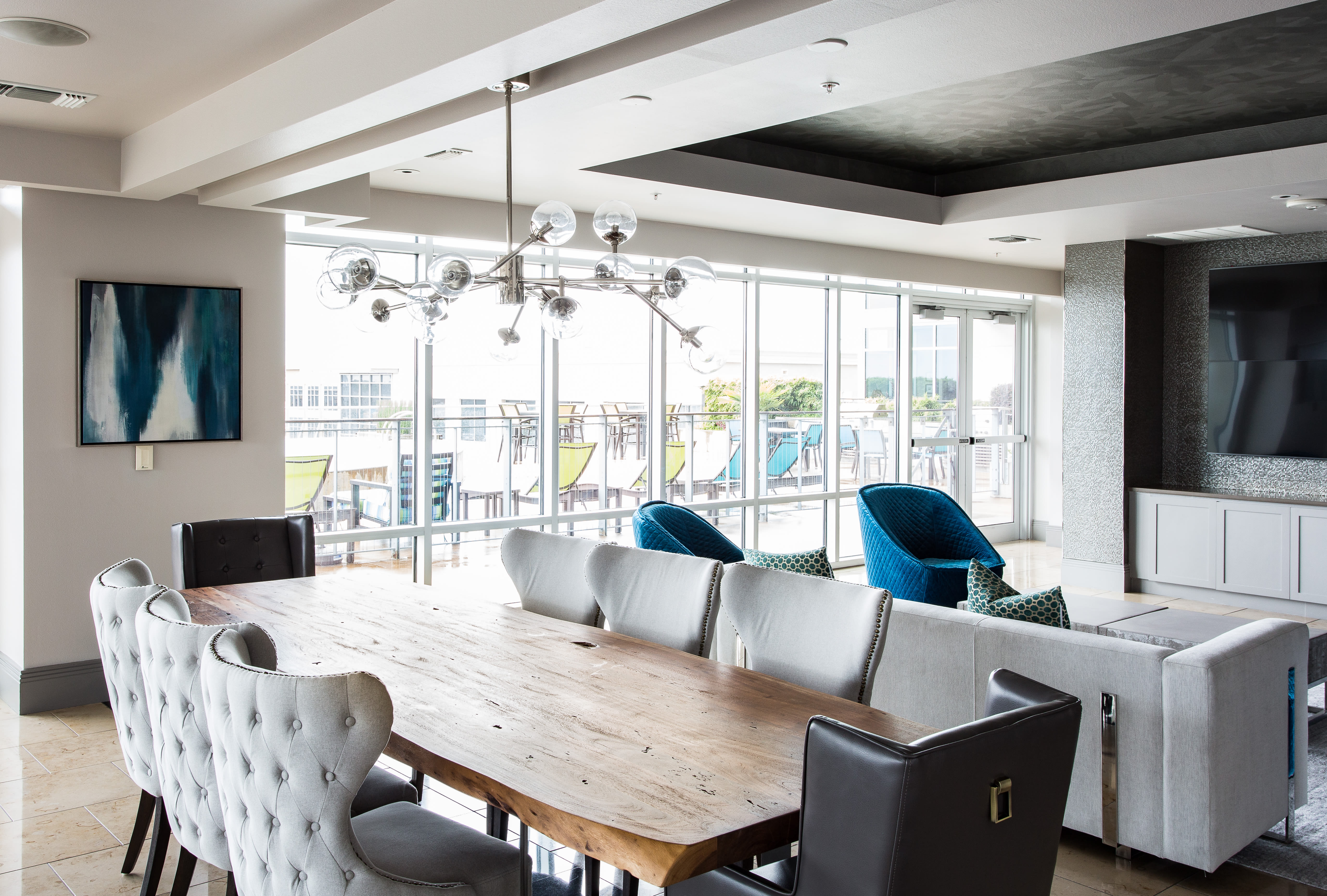 Spacious model living room at The Heights at Park Lane in Dallas, Texas