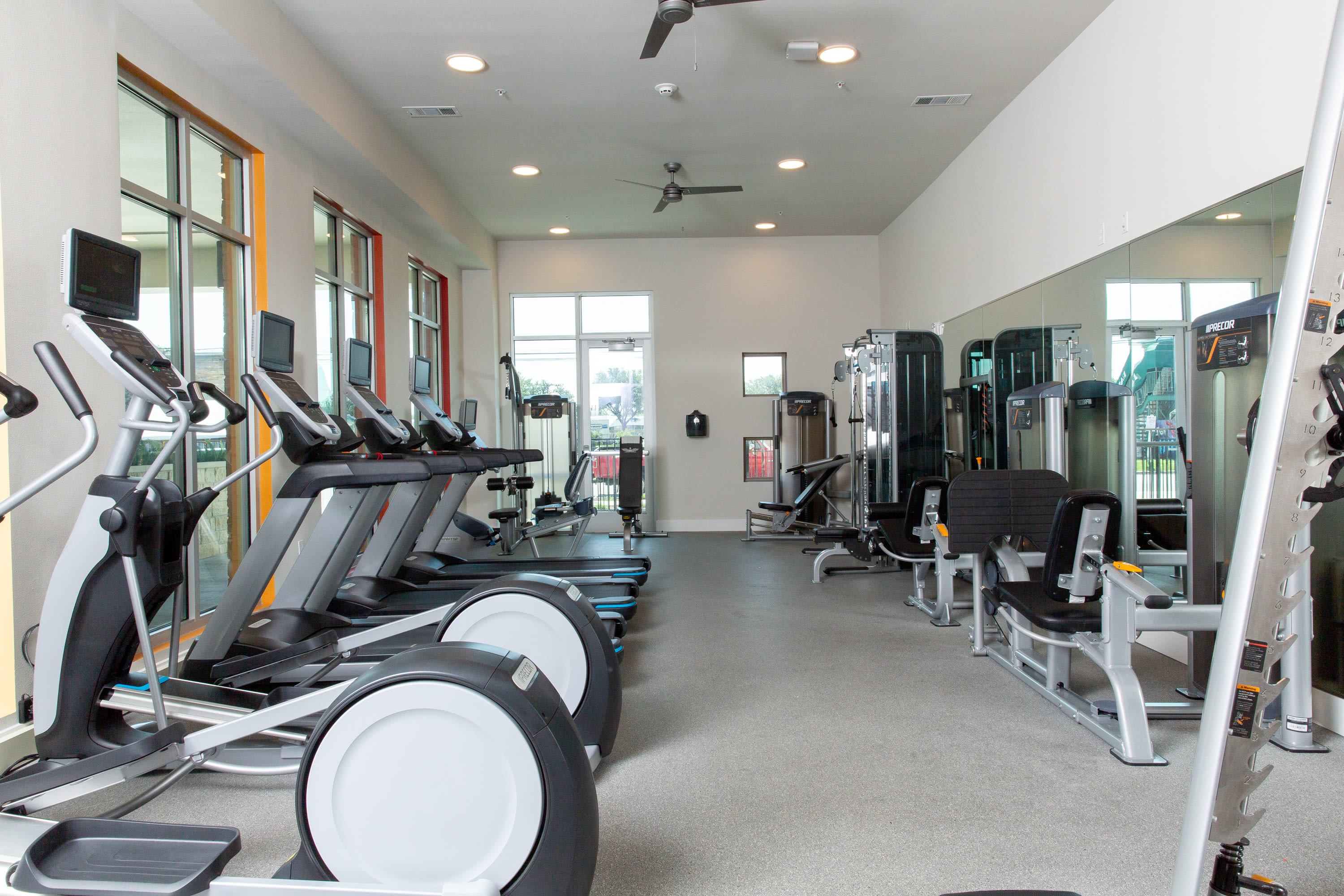 Fitness center at Flora in Austin, Texas