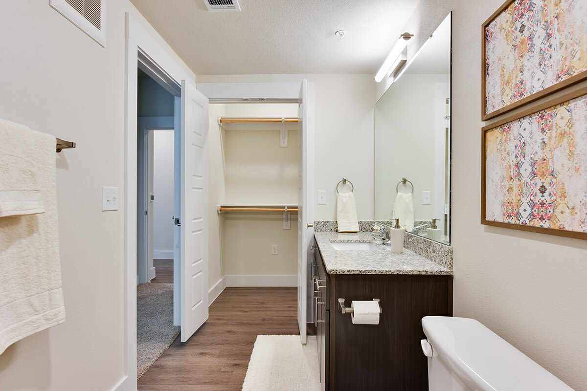 Spacious bathroom at St. Johns West in Austin, Texas