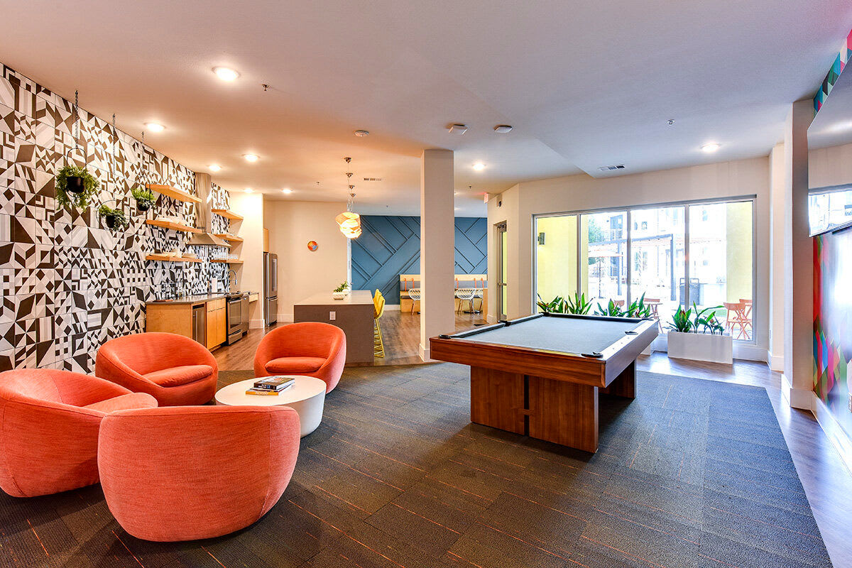 Modern lounge at St. Johns West in Austin, Texas