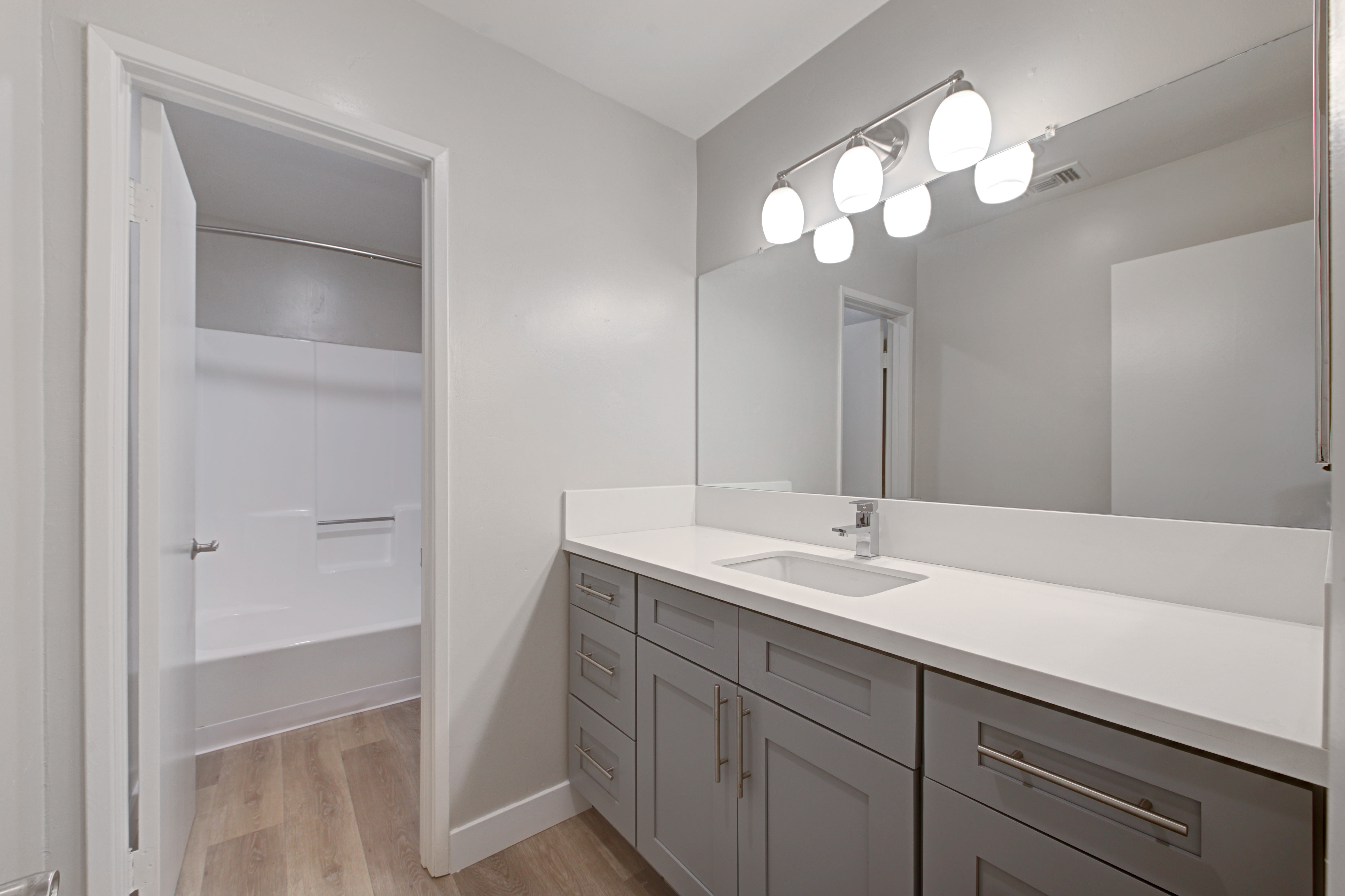 Luxury bathrooms with closet at Sofi Ventura in Ventura, California