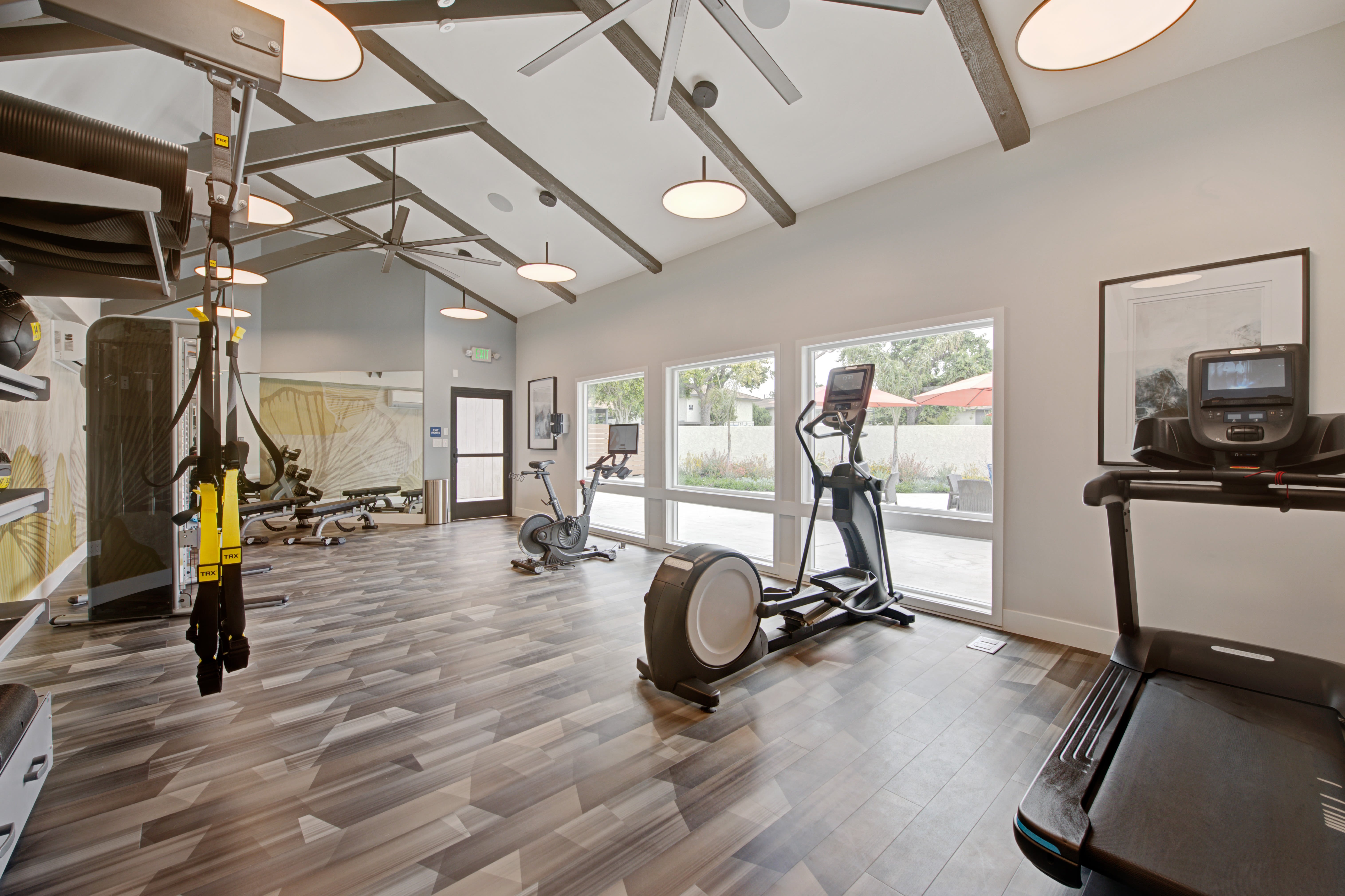 Fitness center with cycle equipment at Sofi Ventura in Ventura, California