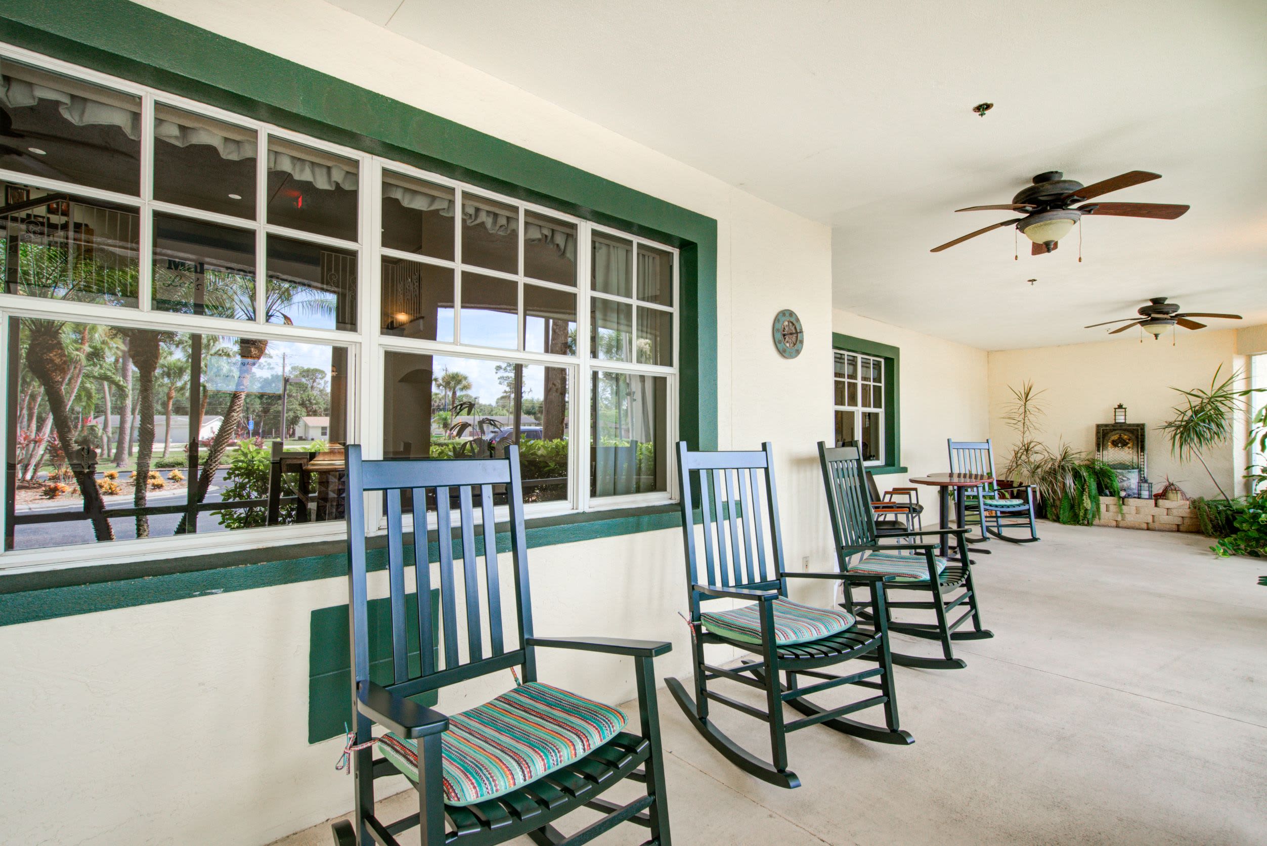 Outdoor Lounge area at Truewood by Merrill, Charlotte Center in Port Charlotte, Florida. 